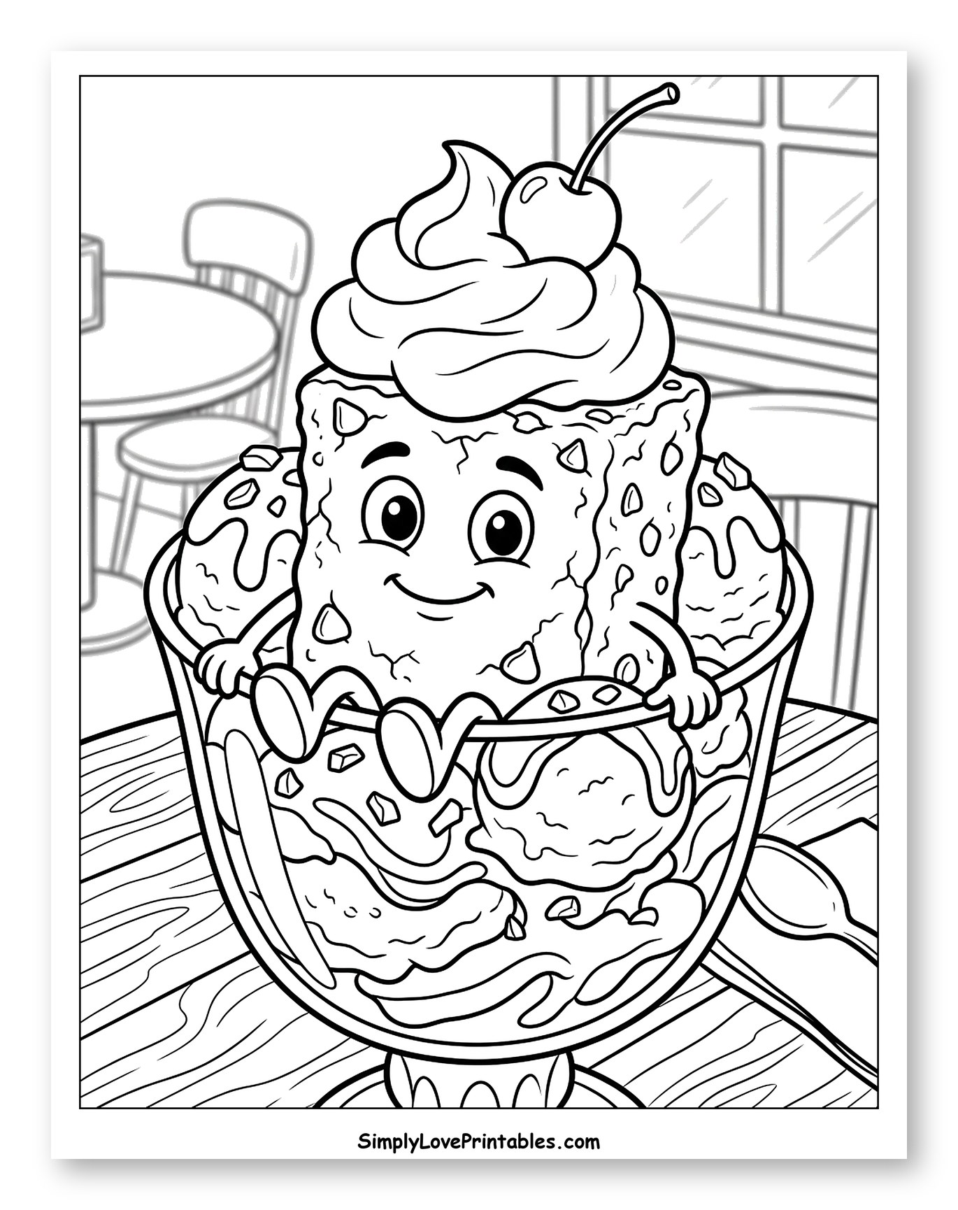 Smiling Brownie in Ice Cream Sundae