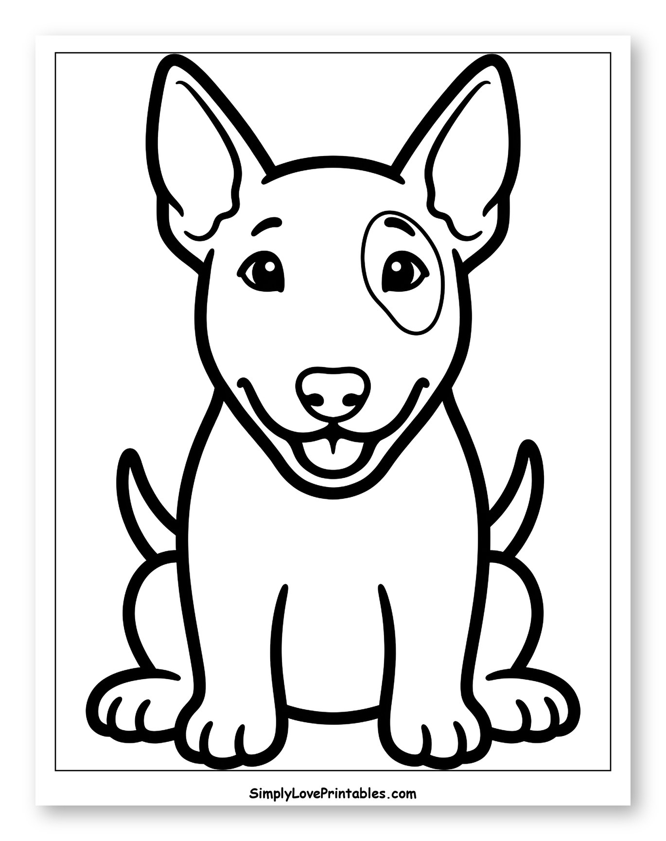 Smiling Bull Terrier Puppy Sitting Down