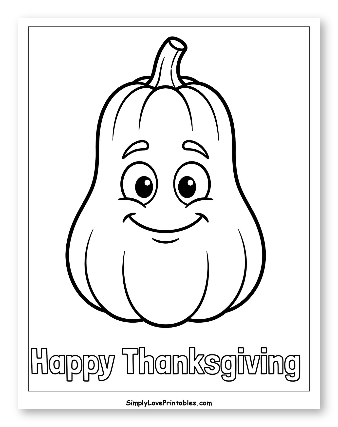 Smiling Butternut Squash with Thanksgiving Text