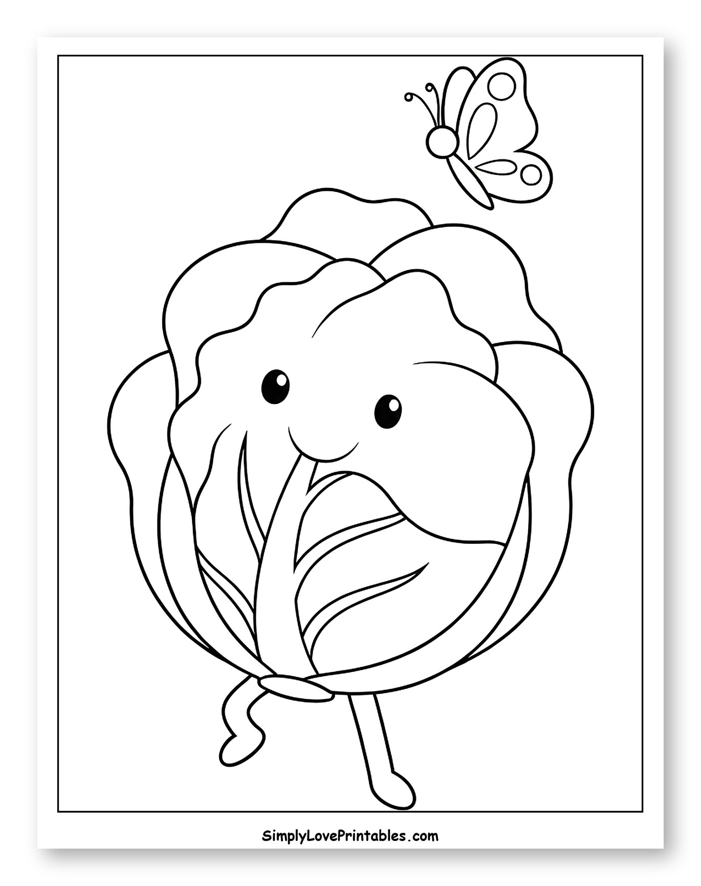 Smiling Cabbage with a Butterfly Friend