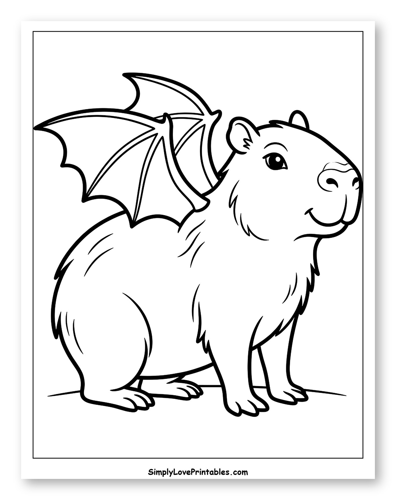 Smiling Capybara with Bat Wings