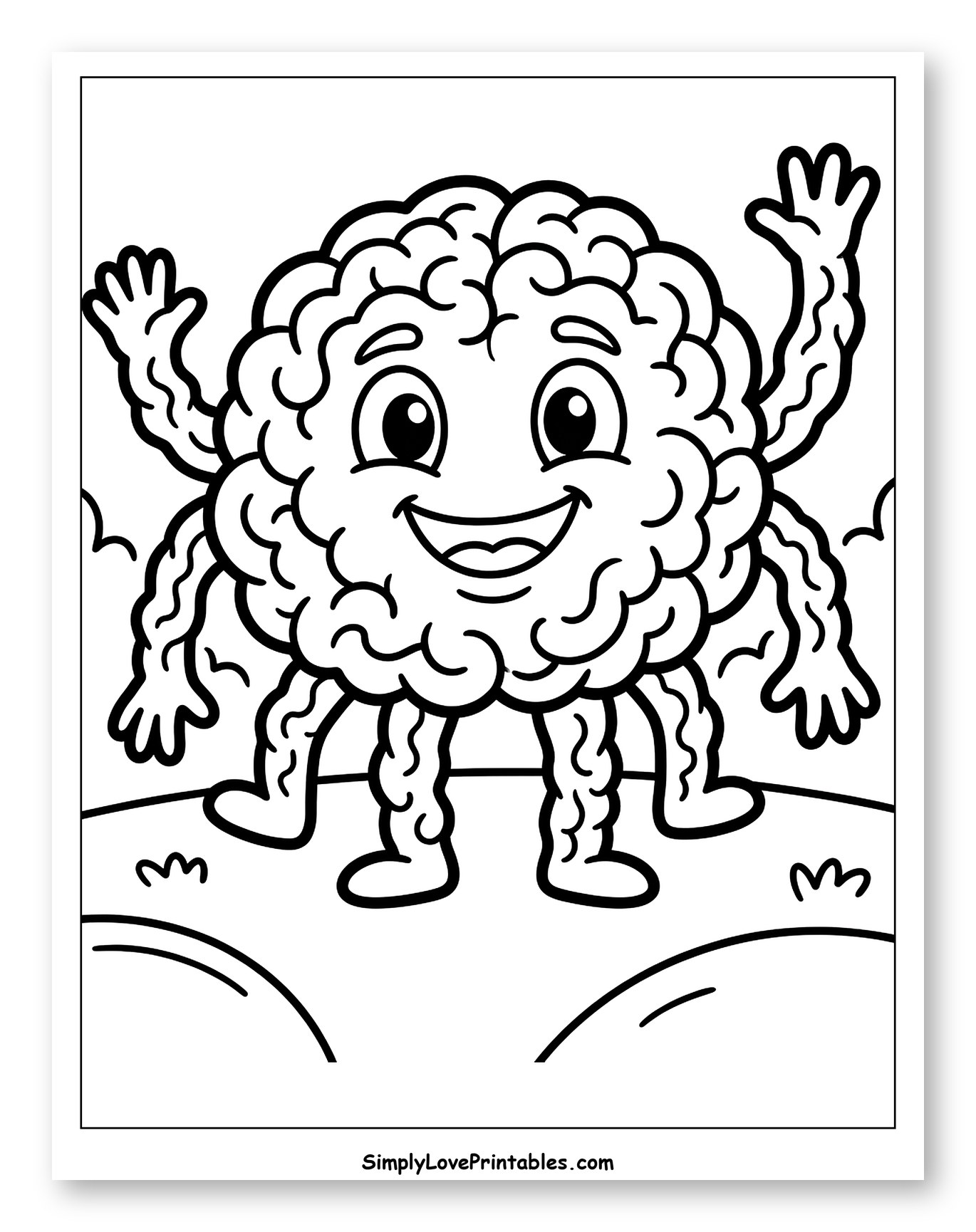 Smiling Cartoon Brain Waving