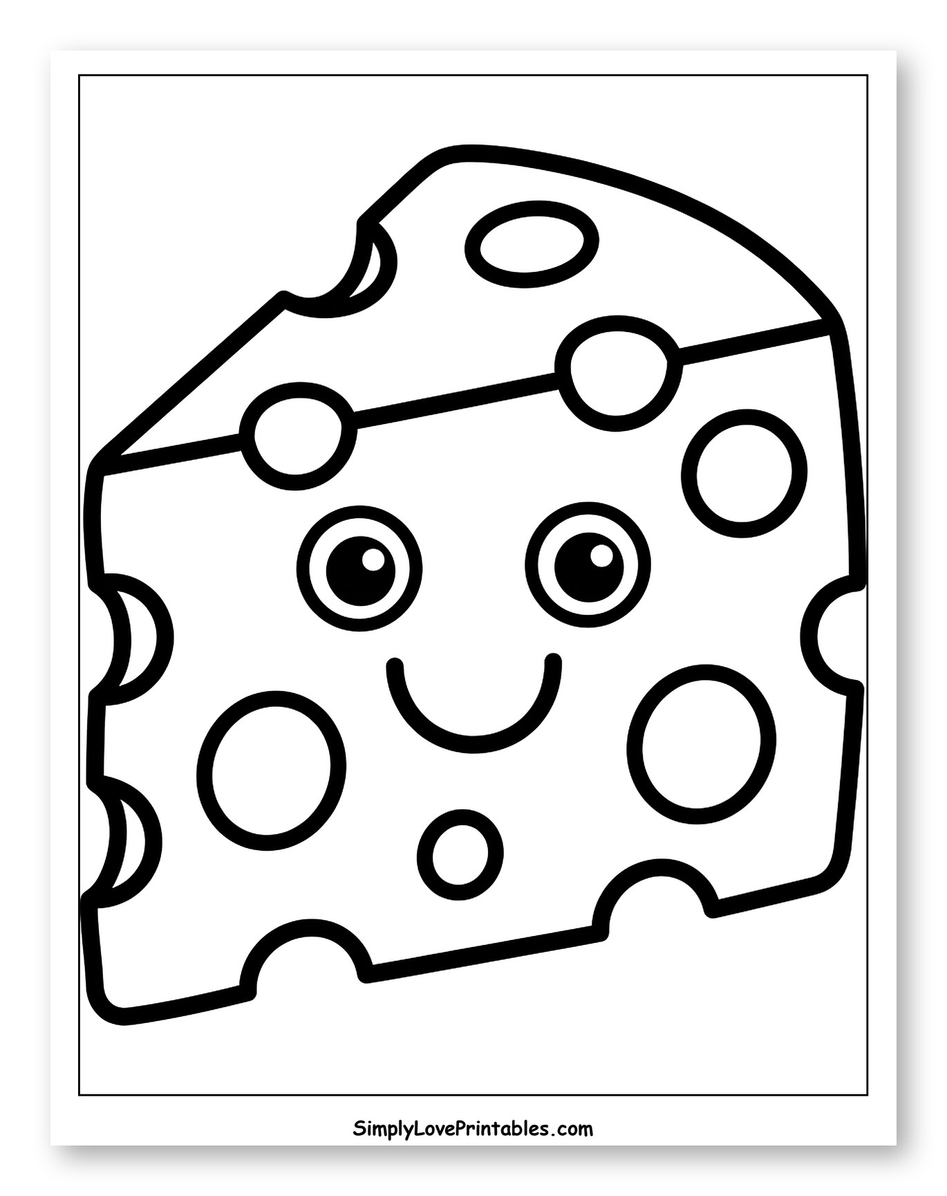 Smiling Cartoon Cheese Slice Coloring Sheet for Toddlers