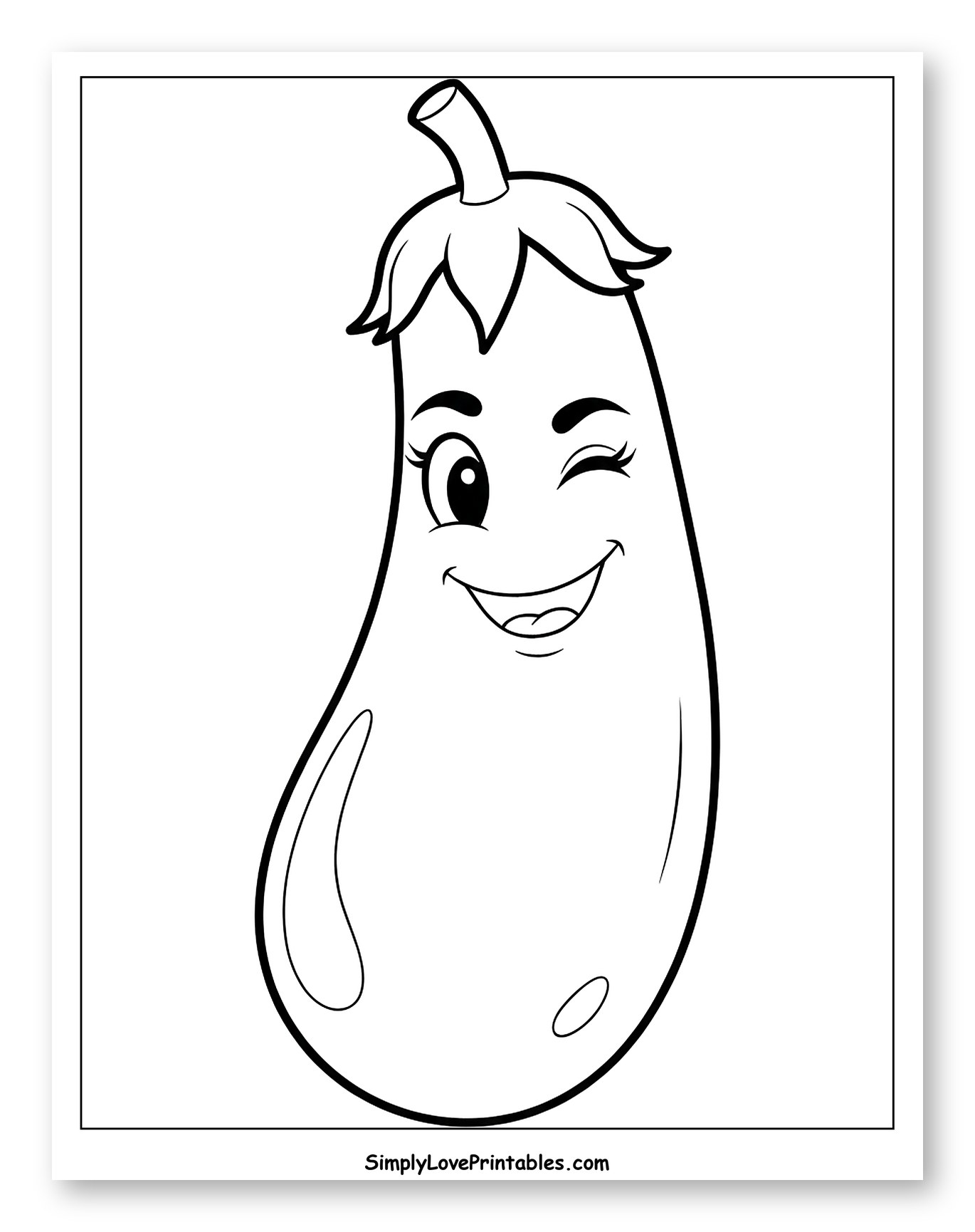 Smiling Cartoon Eggplant Winking