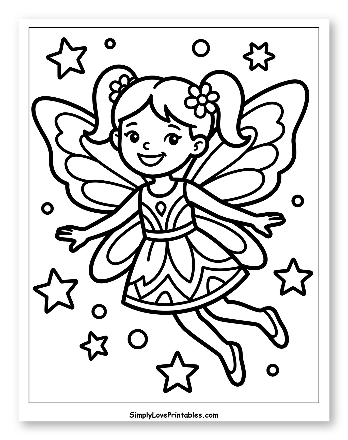 Smiling Cartoon Fairy with Stars