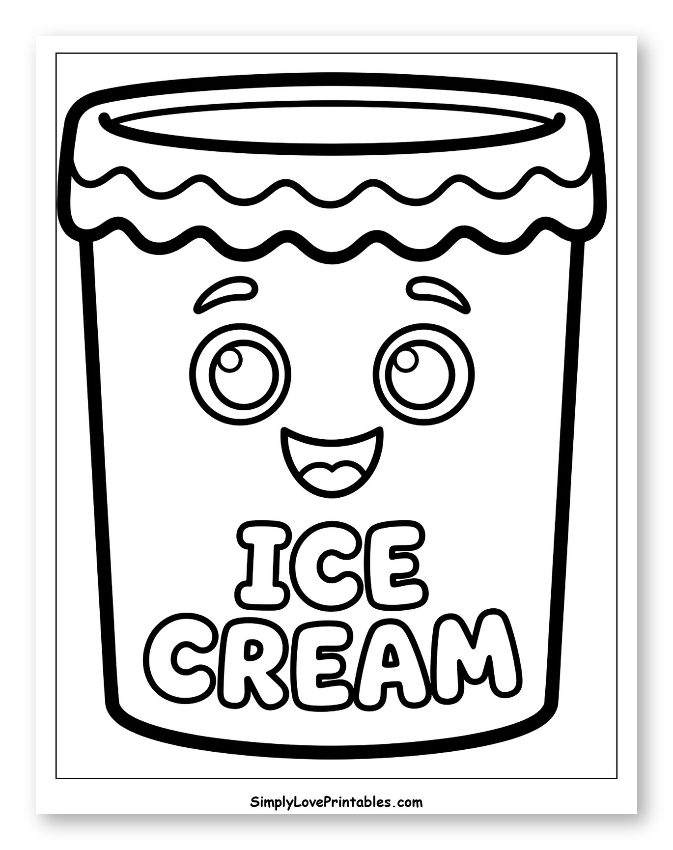 Smiling Cartoon Ice Cream Container