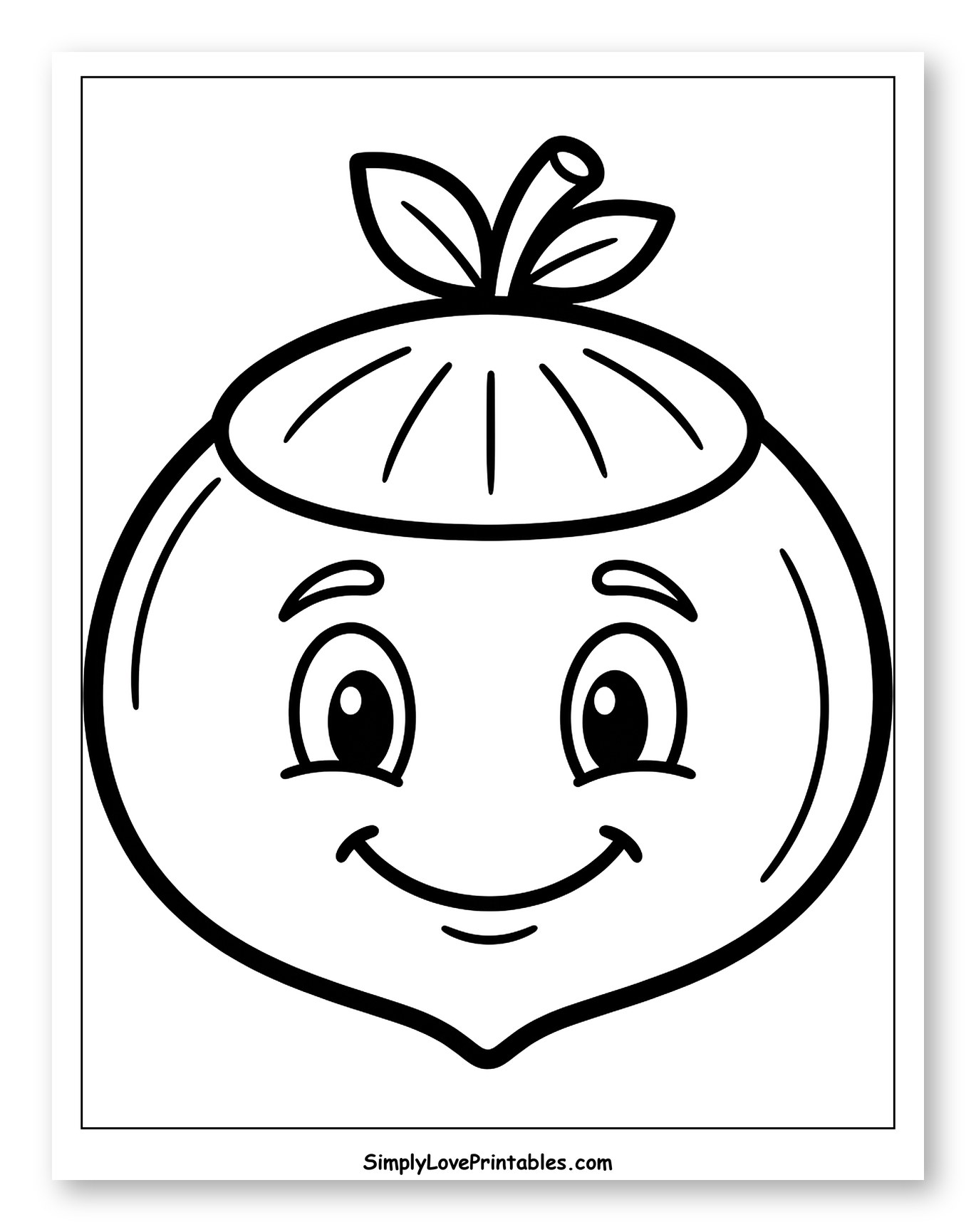 Smiling Cartoon Nut with Leafy Cap Coloring Sheet for Toddlers