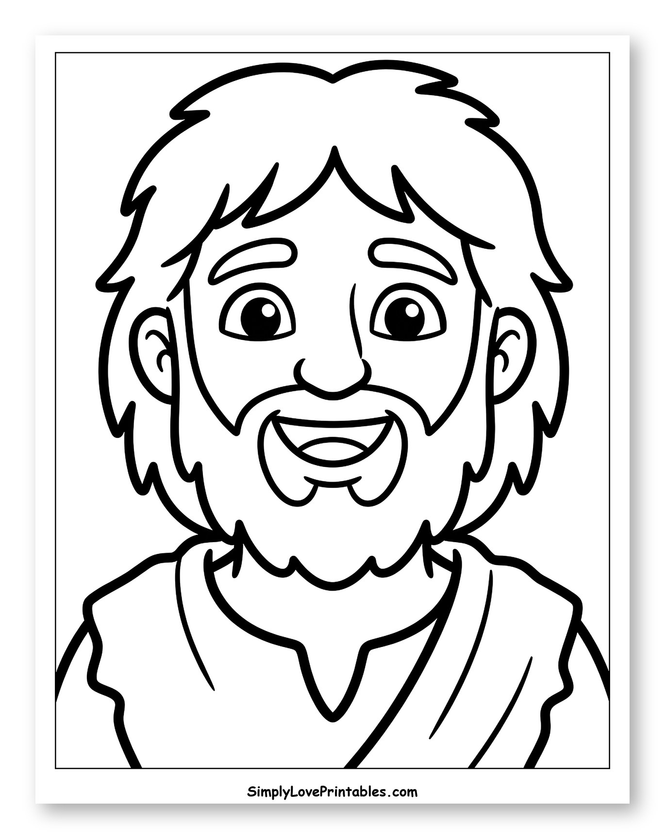 Smiling Cartoon Portrait of John the Baptist Coloring Page for Toddlers