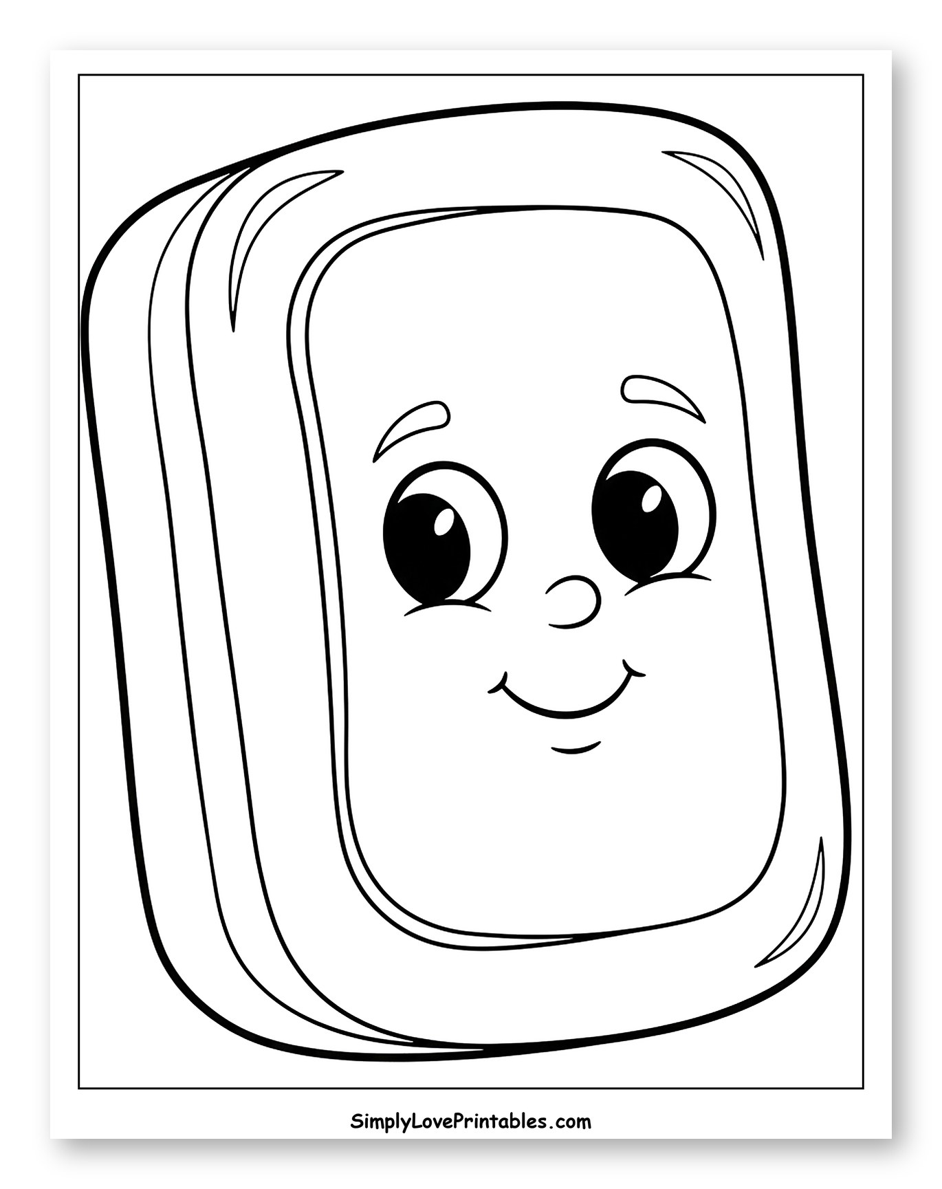 Smiling Cartoon Soap Bar Coloring Page for Toddlers