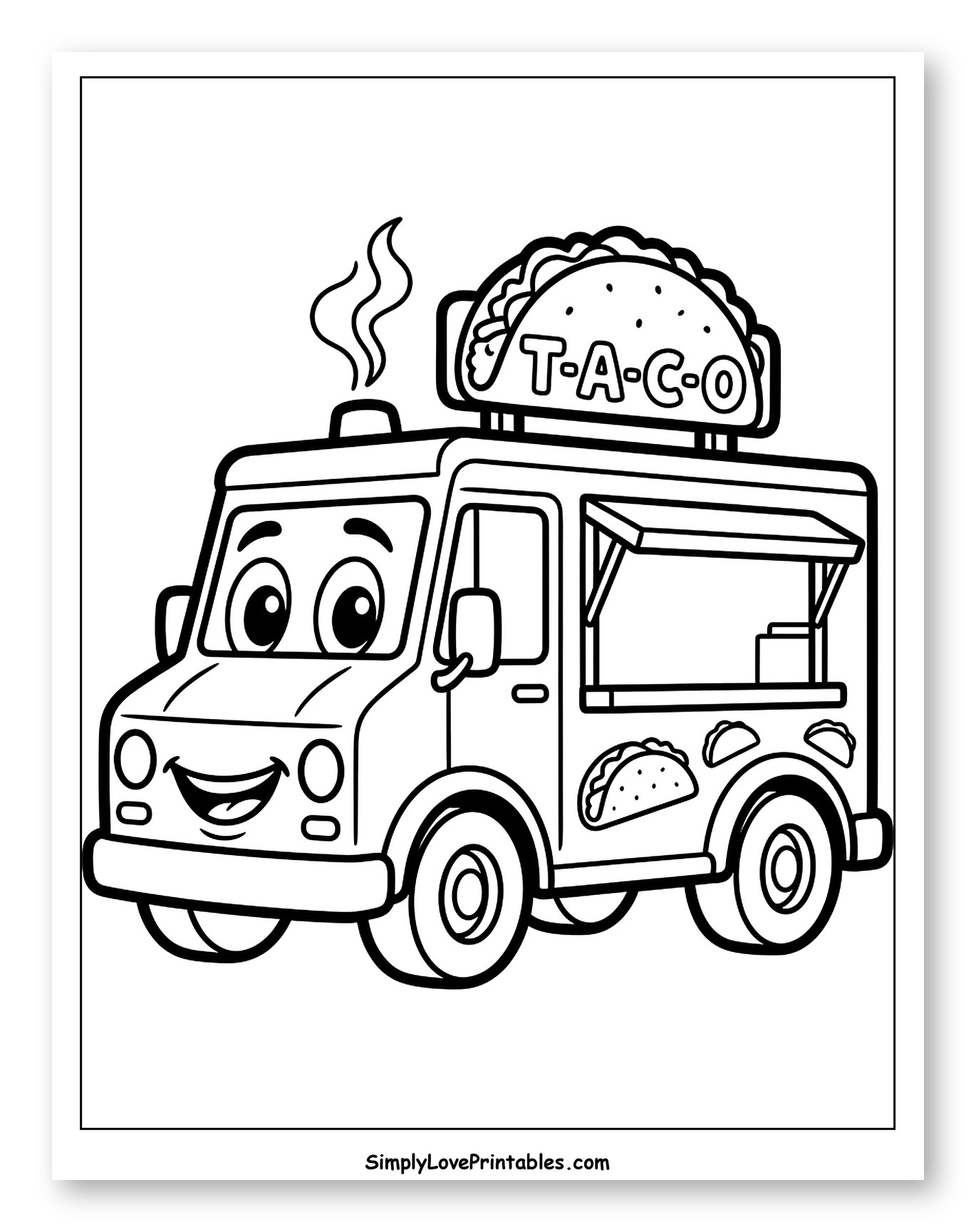 Smiling Cartoon Taco Food Truck