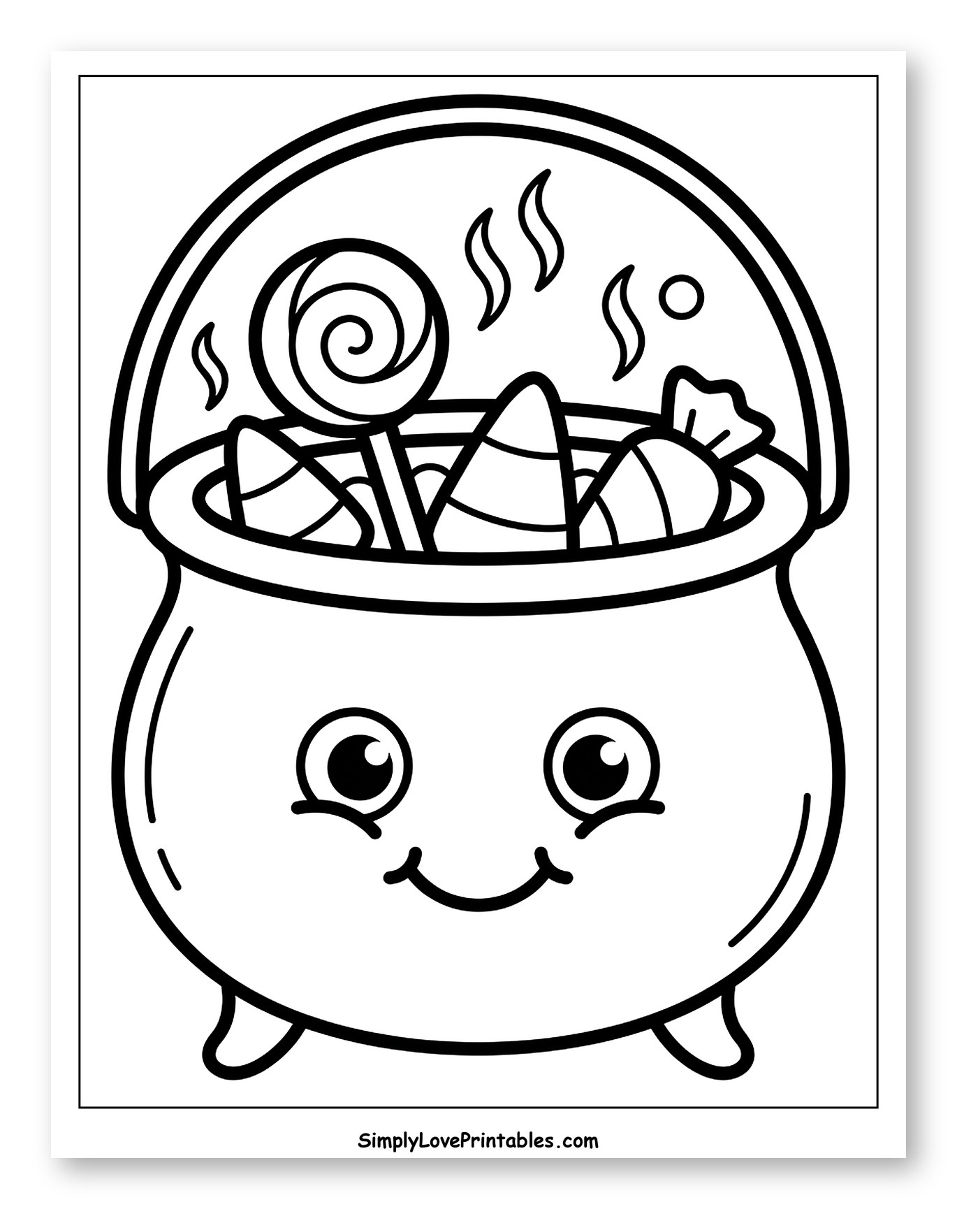 Smiling Cauldron with Assorted Halloween Candies