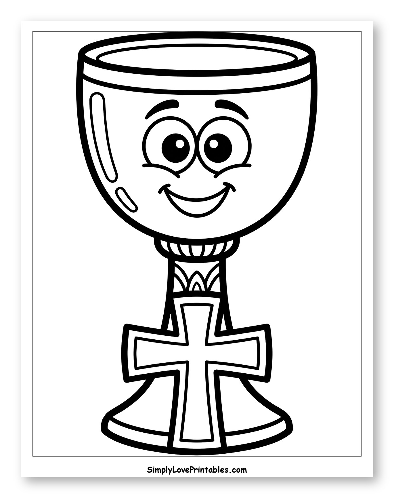 Smiling Chalice with Cross Stem to Color for Toddlers