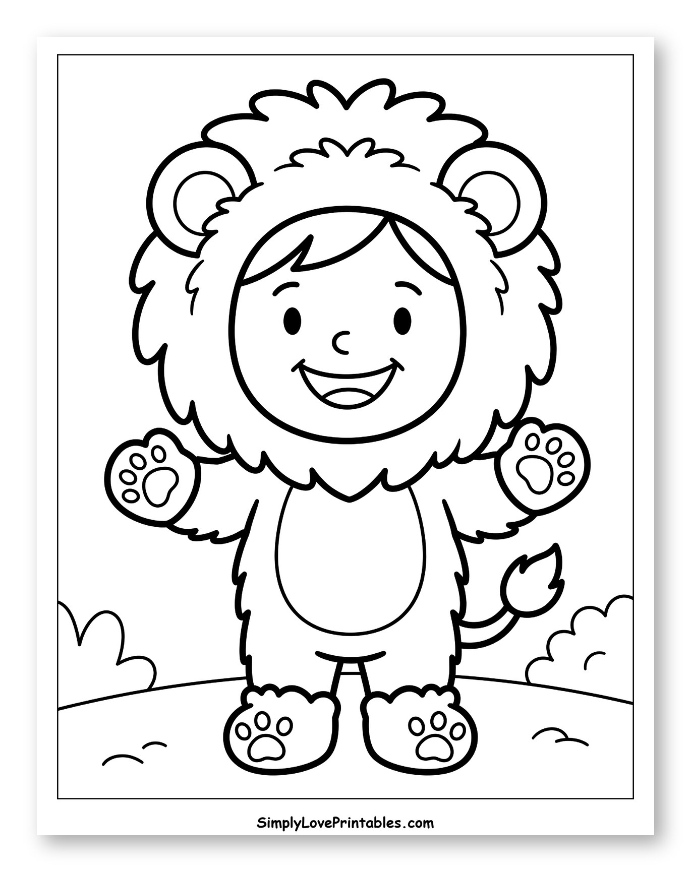 Smiling Child in Lion Halloween Costume