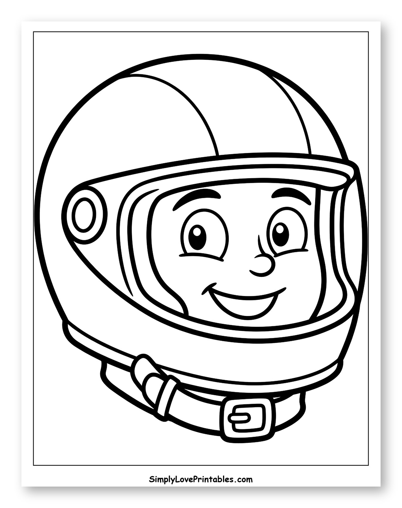 Smiling Child in Protective Helmet Coloring Sheet for Toddlers