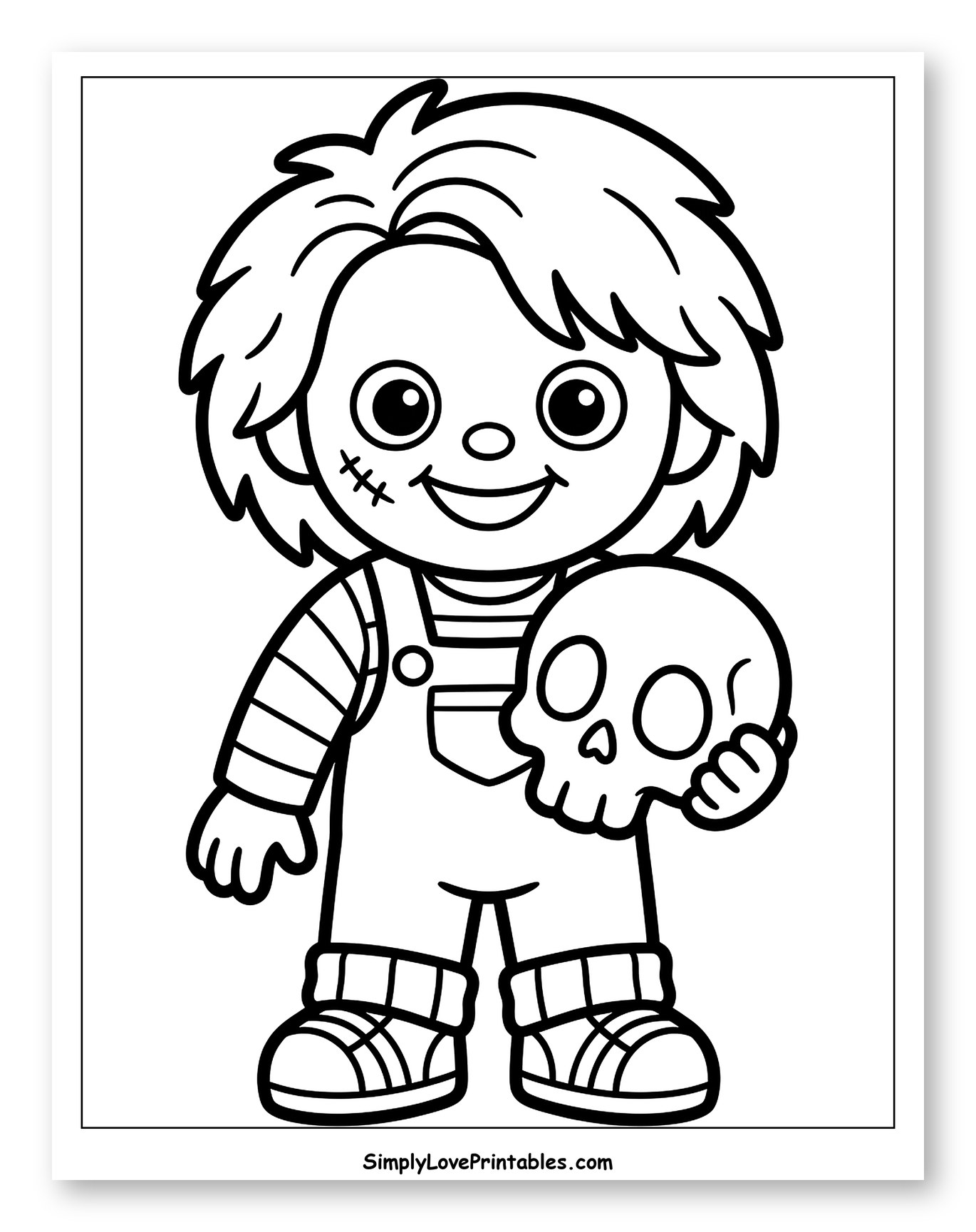 Smiling Chucky-like Doll with Skull