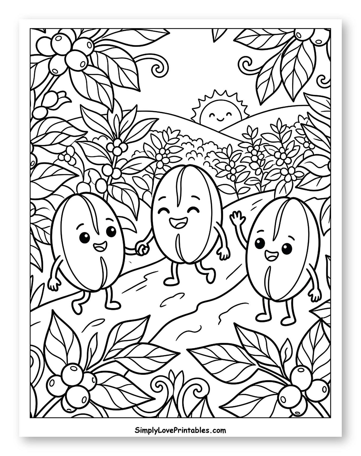 Smiling Coffee Beans in a Coffee Field