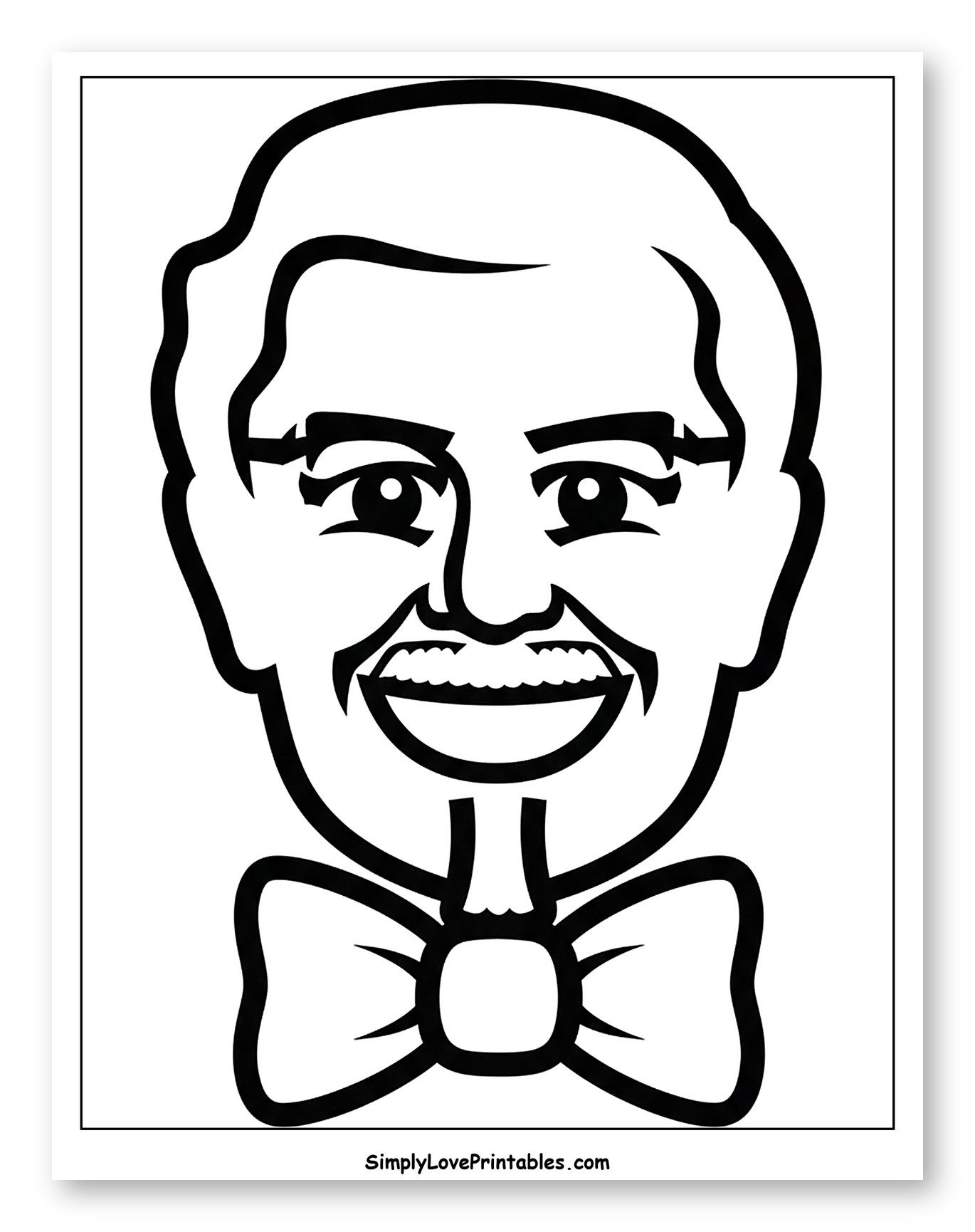 Smiling Colonel Sanders with Bow Tie to Color for Toddlers