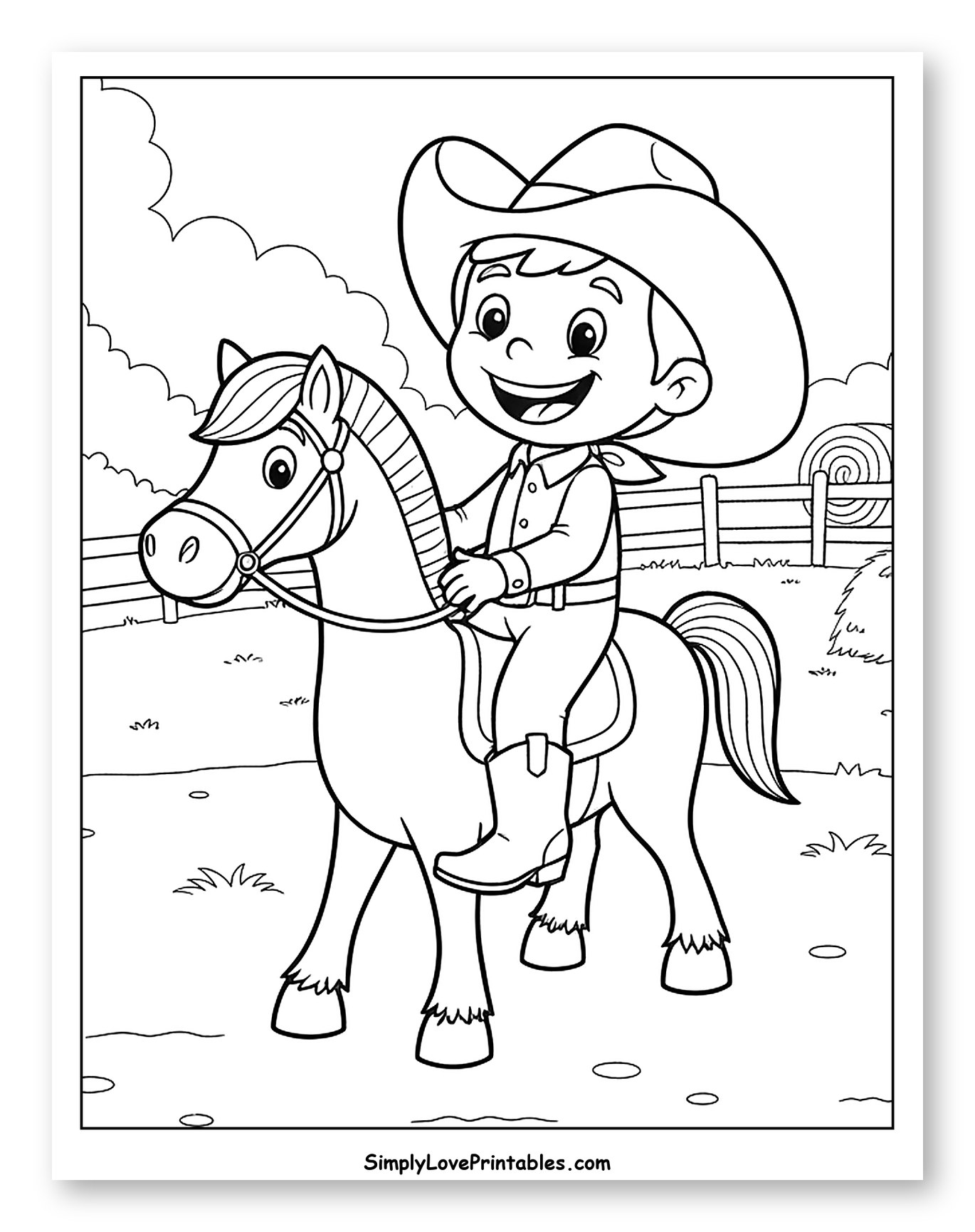 Smiling Cowboy Riding His Horse