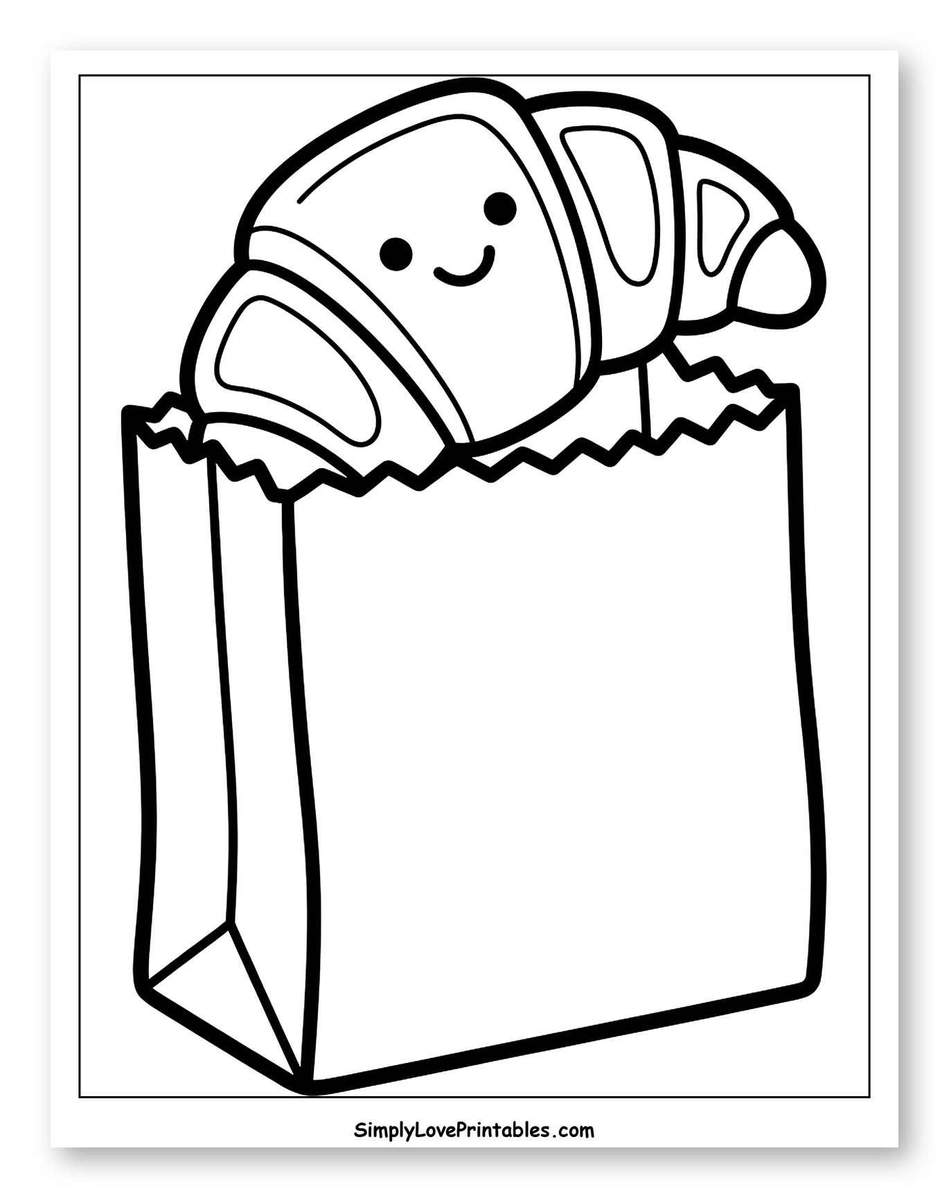 Smiling Croissant Peeking from a Paper Bag