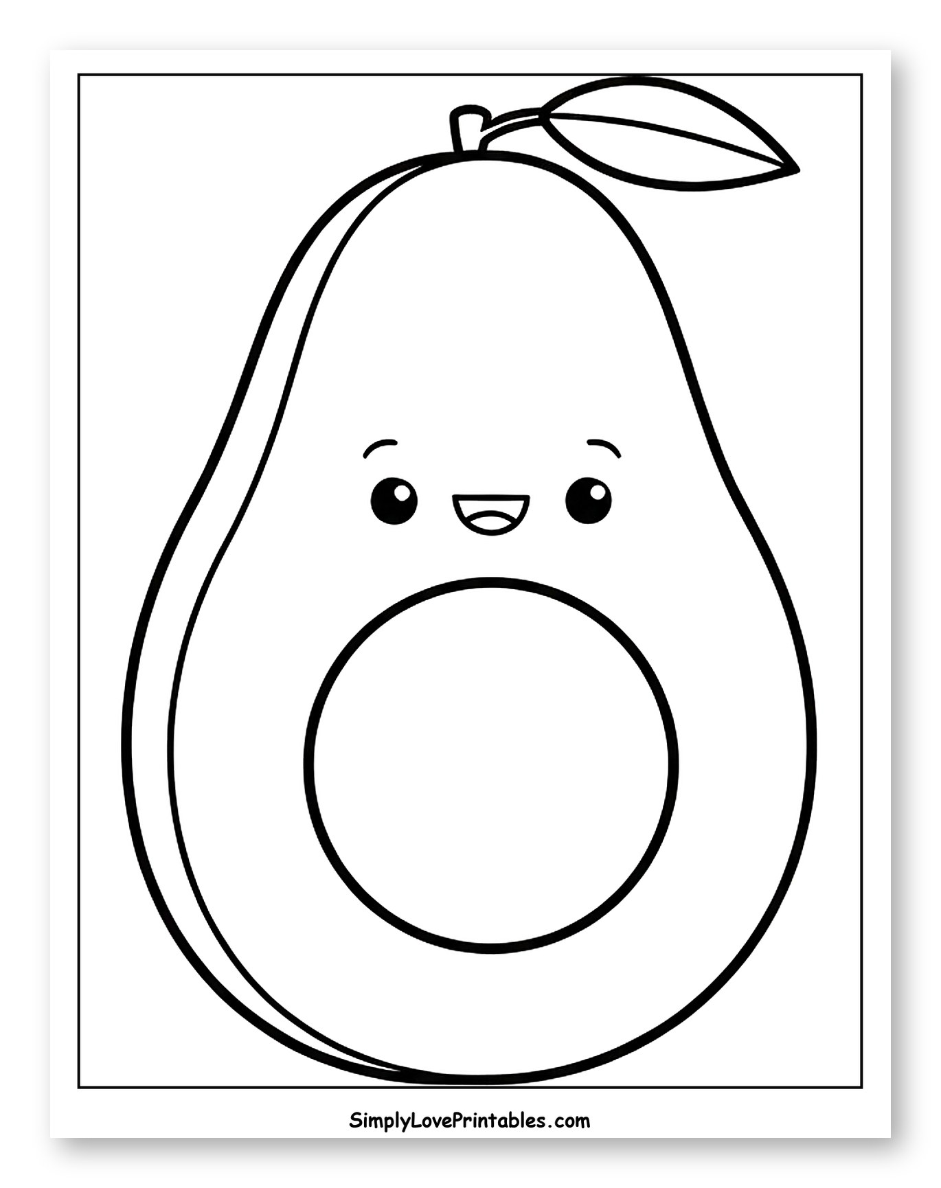 Smiling Cut Avocado with Pit Outline