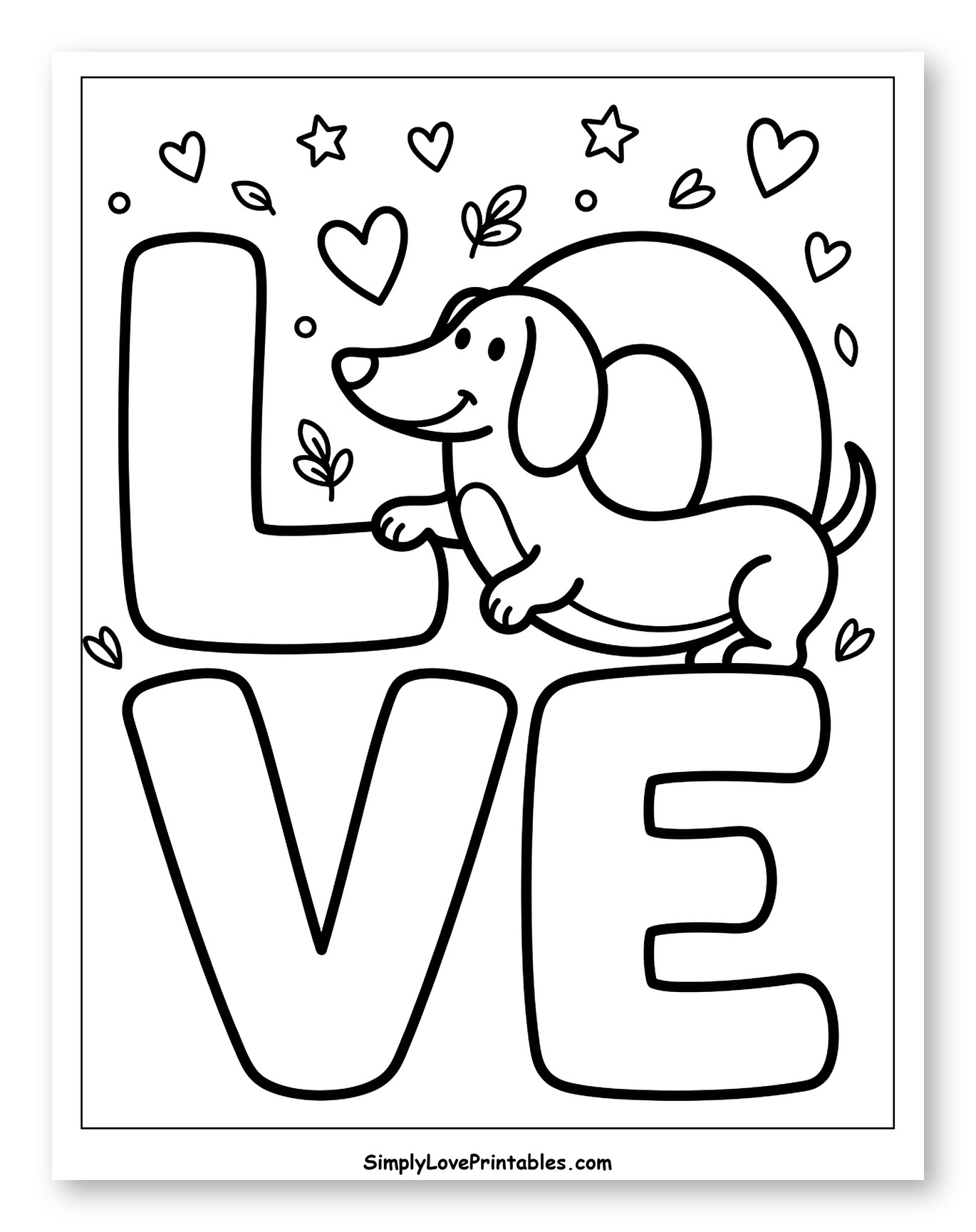 Smiling Dachshund with Decorative LOVE