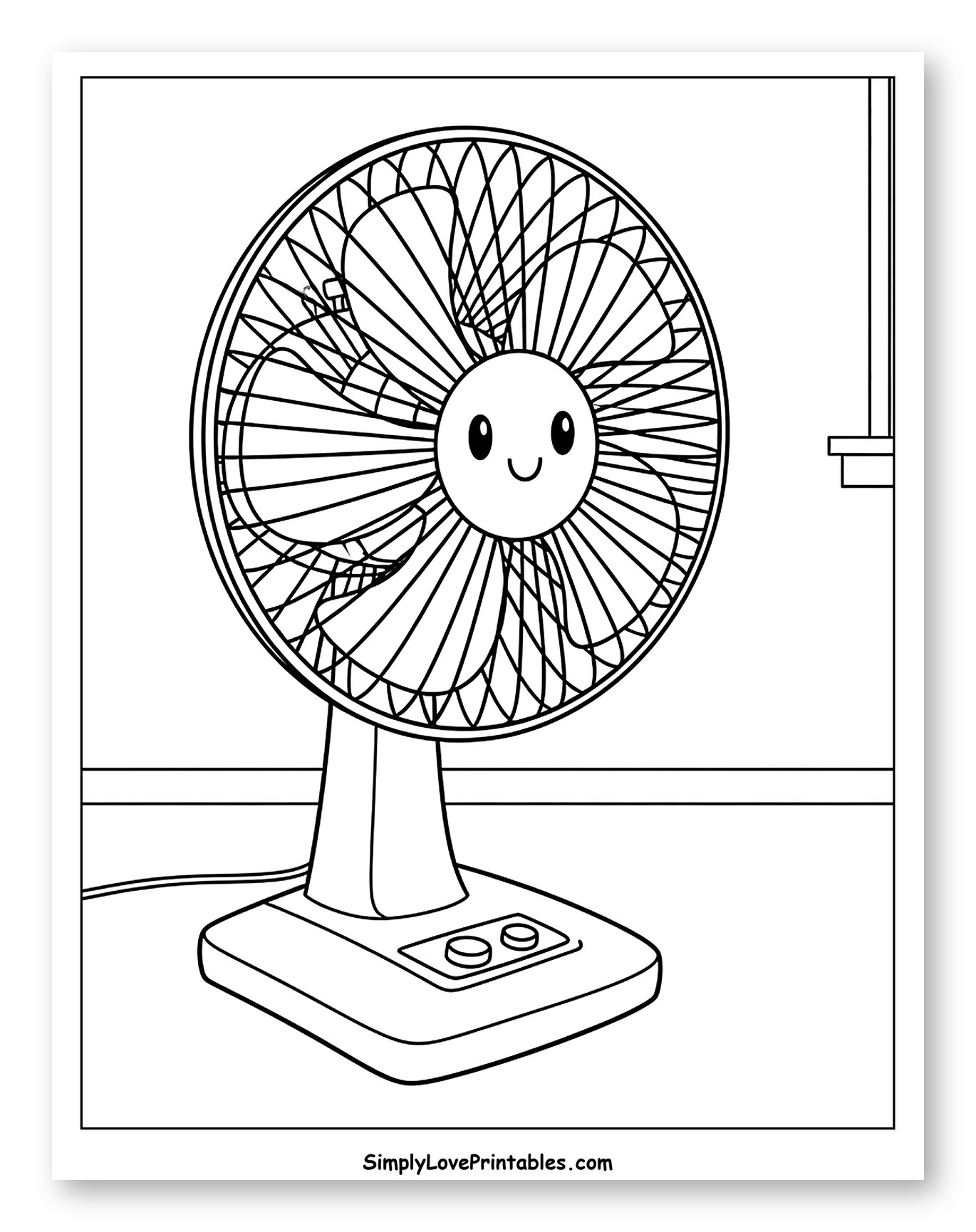 Smiling Desk Fan Near a Window