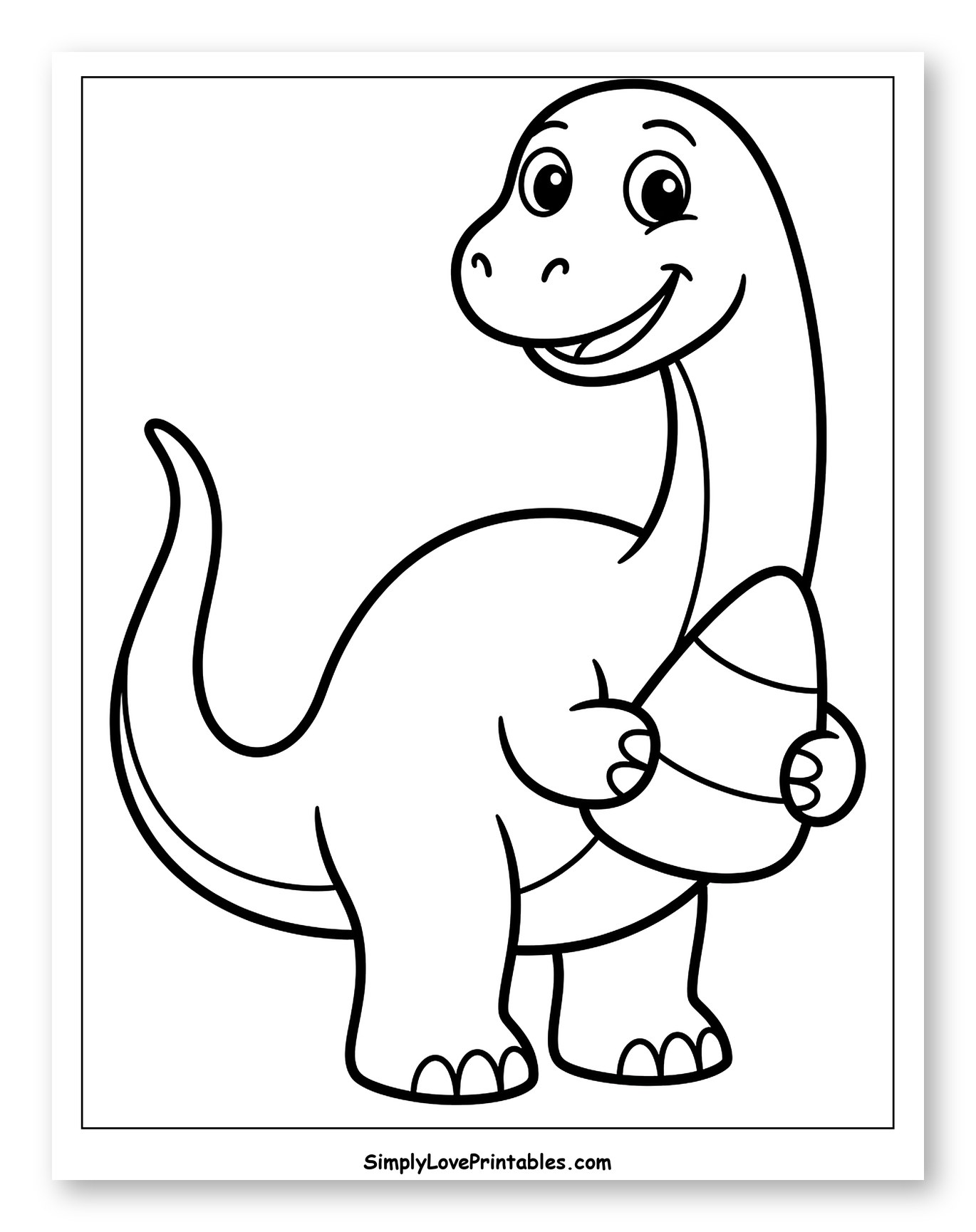 Smiling Dinosaur Holding Candy Corn to Color for Toddlers