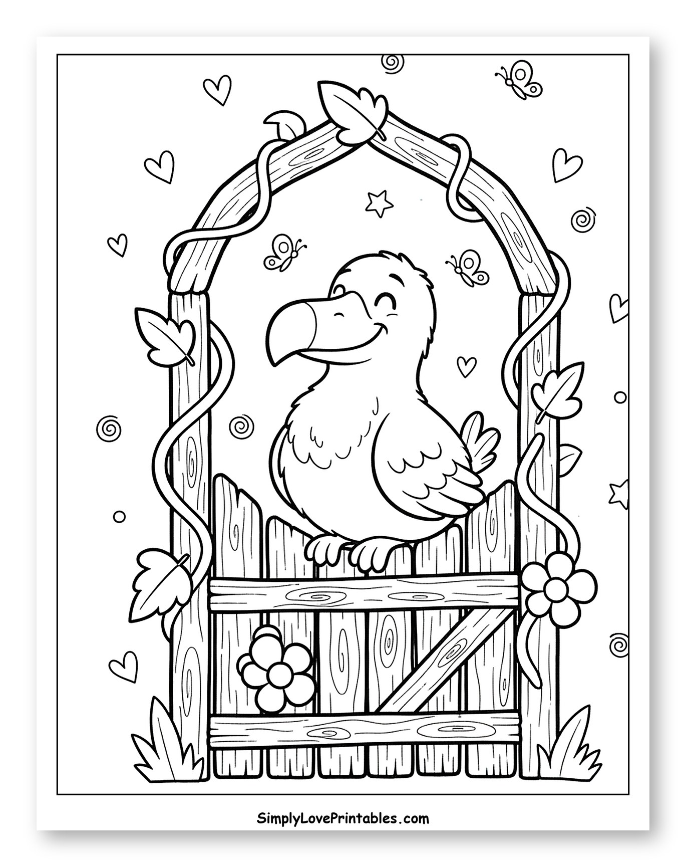 Smiling Dodo Bird at a Garden Archway