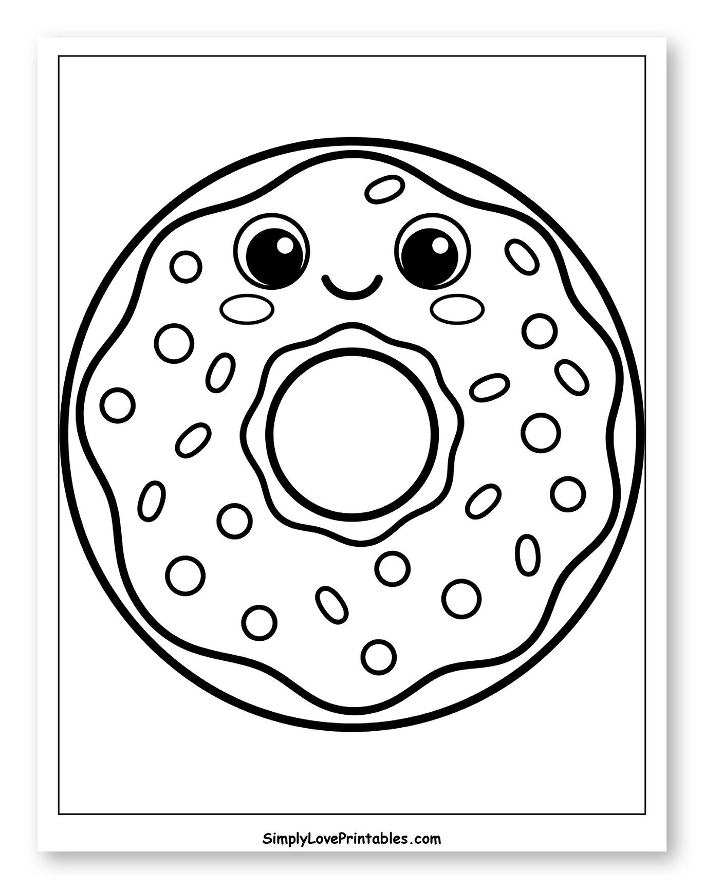 Smiling Donut with Round Sprinkles Coloring Sheet for Toddlers