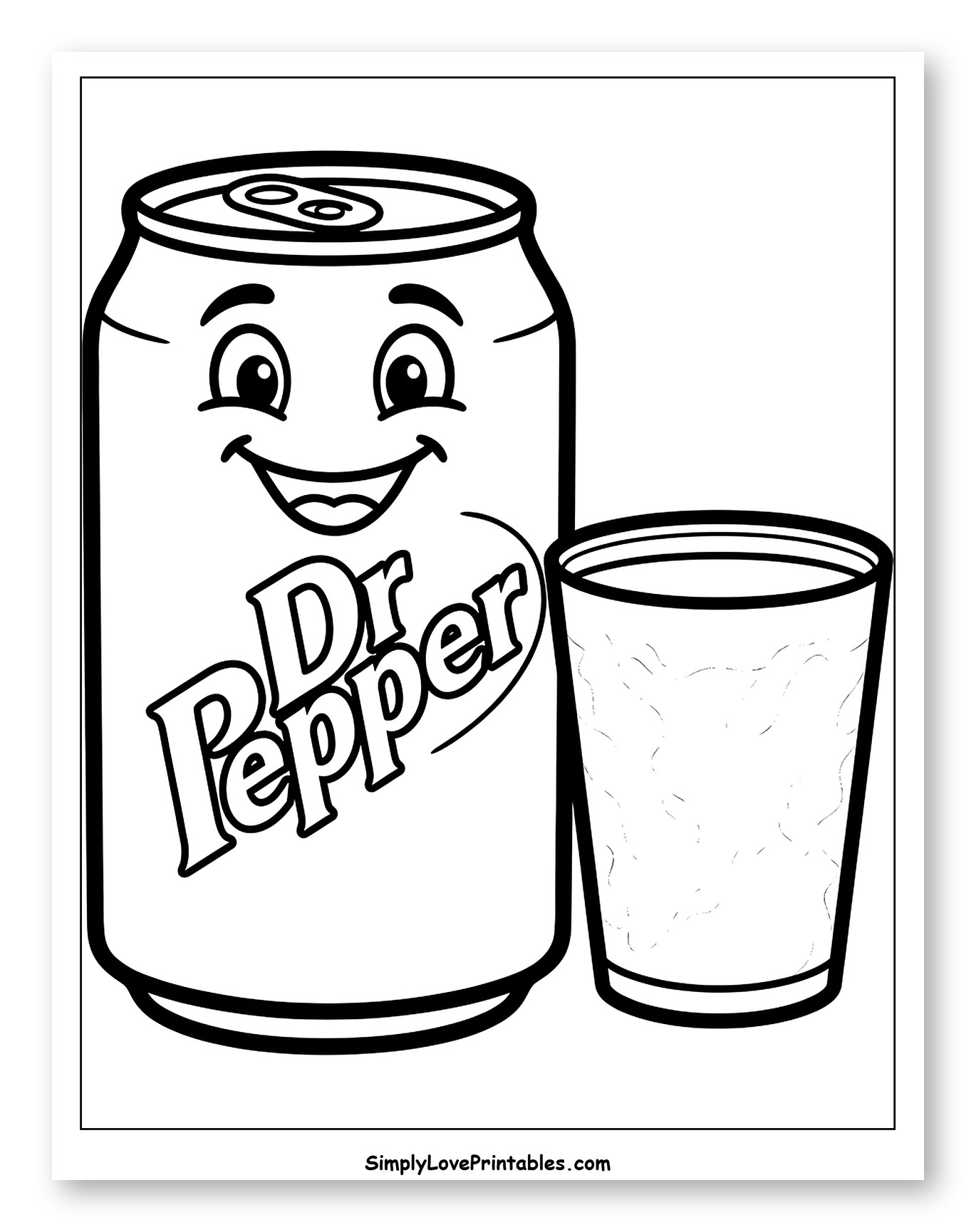 Smiling Dr Pepper Can and a Glass