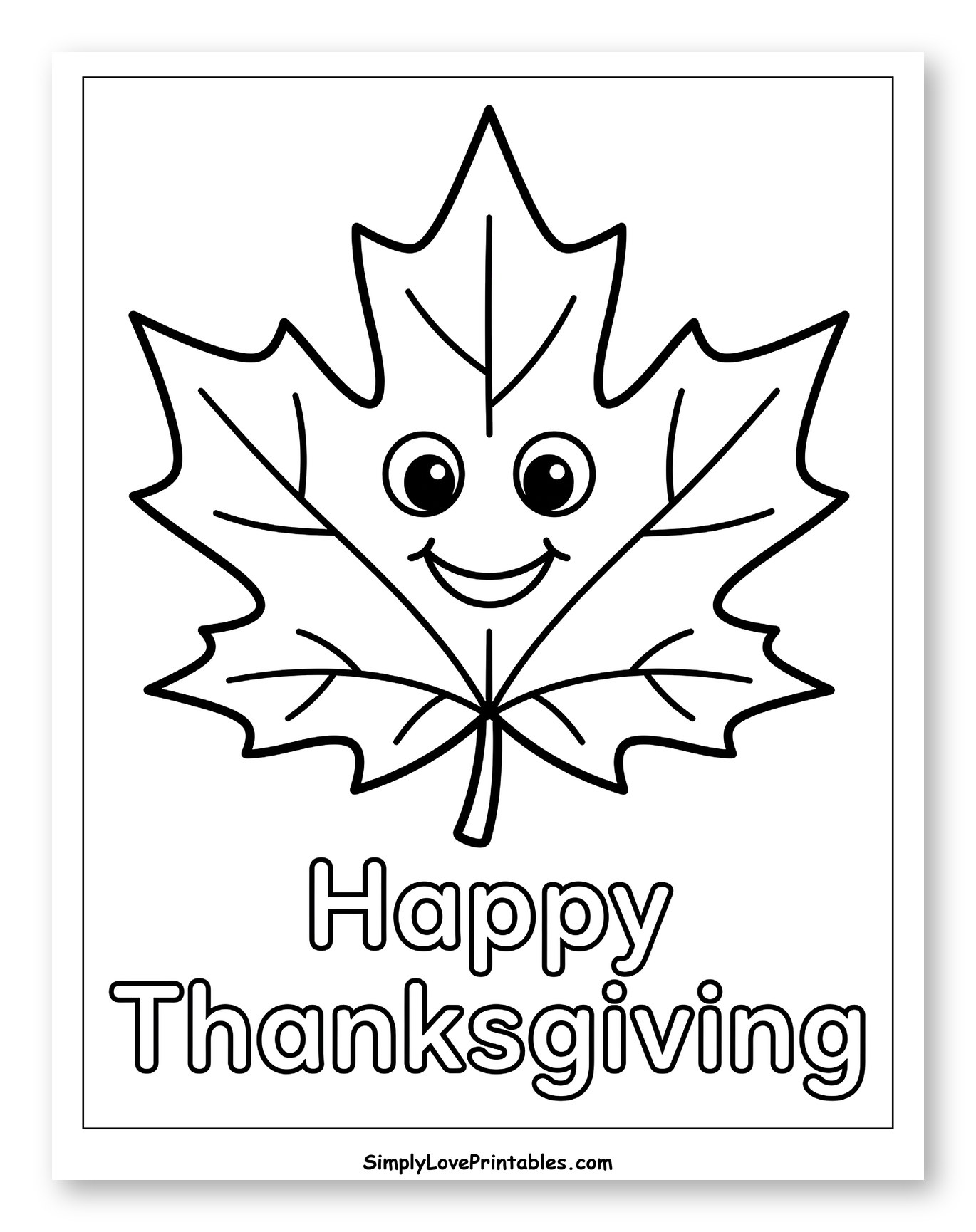 Smiling Fall Leaf Happy Thanksgiving Message