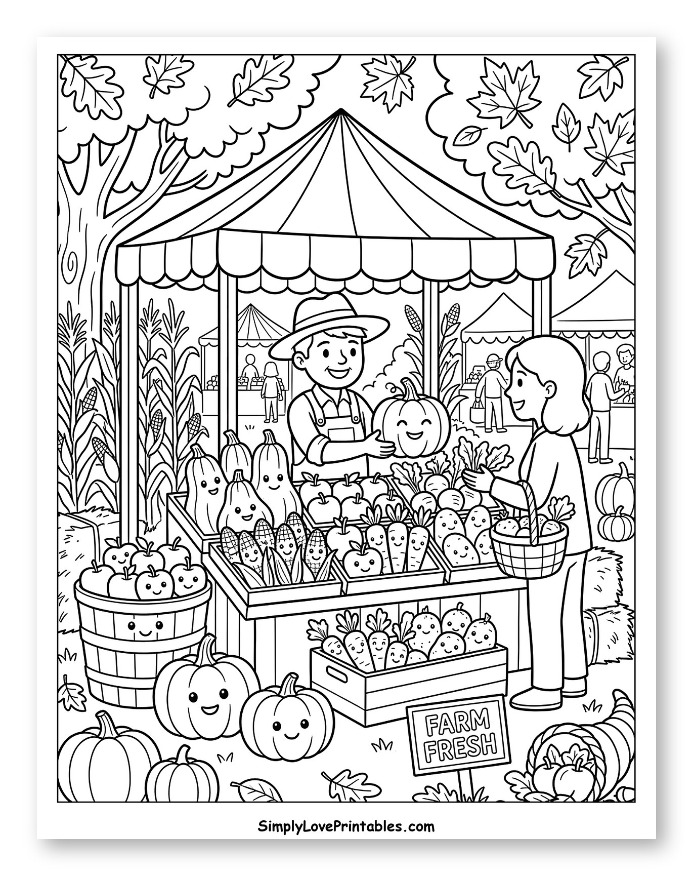 Smiling Farmer at an Autumn Market Stall