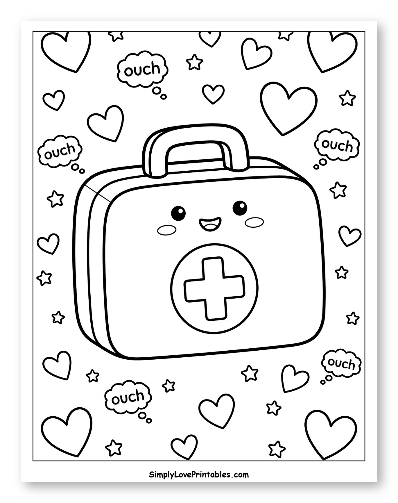 Smiling First Aid Kit with Hearts and Stars
