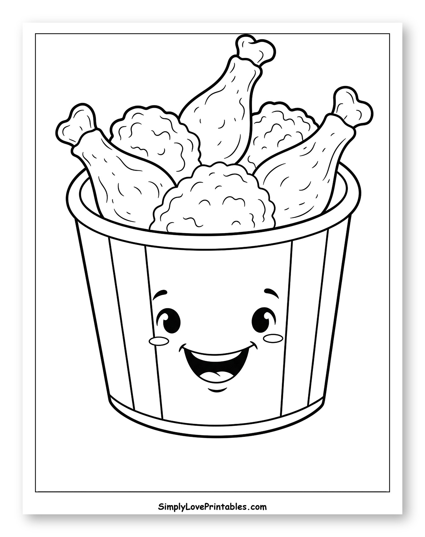 Smiling Fried Chicken Bucket with Drumsticks