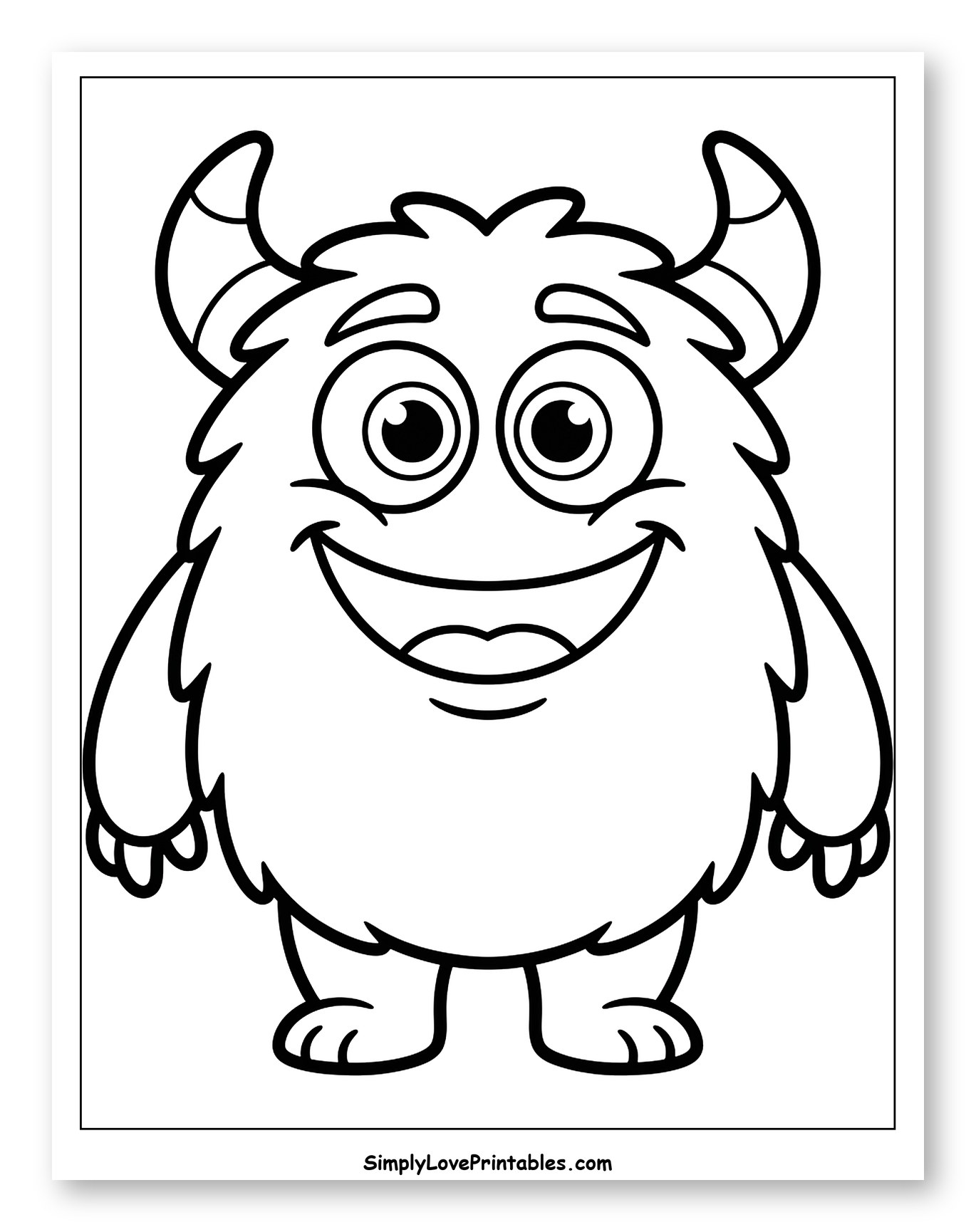 Smiling Fuzzy Monster with Horns