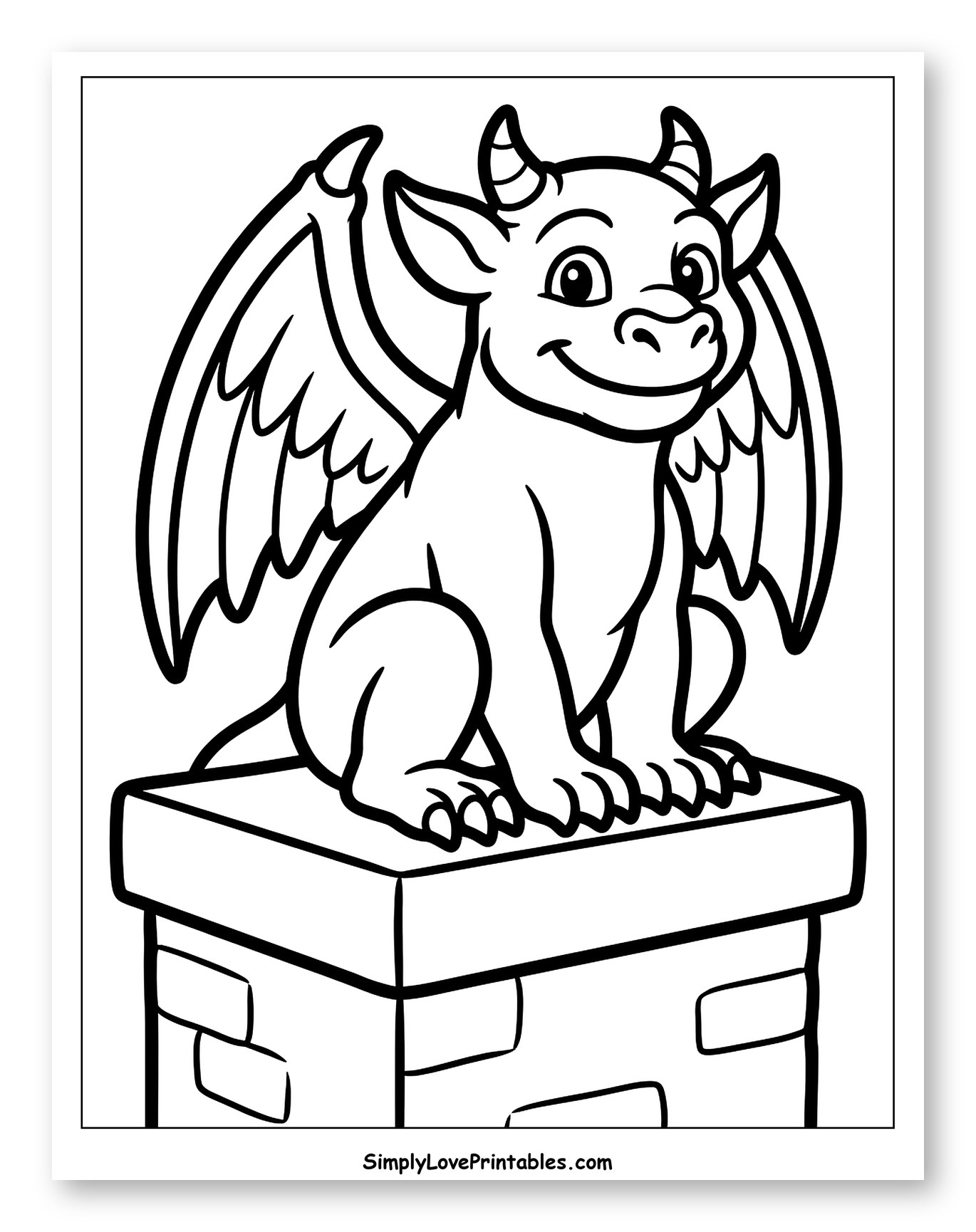 Smiling Gargoyle Perched on a Stone Chimney