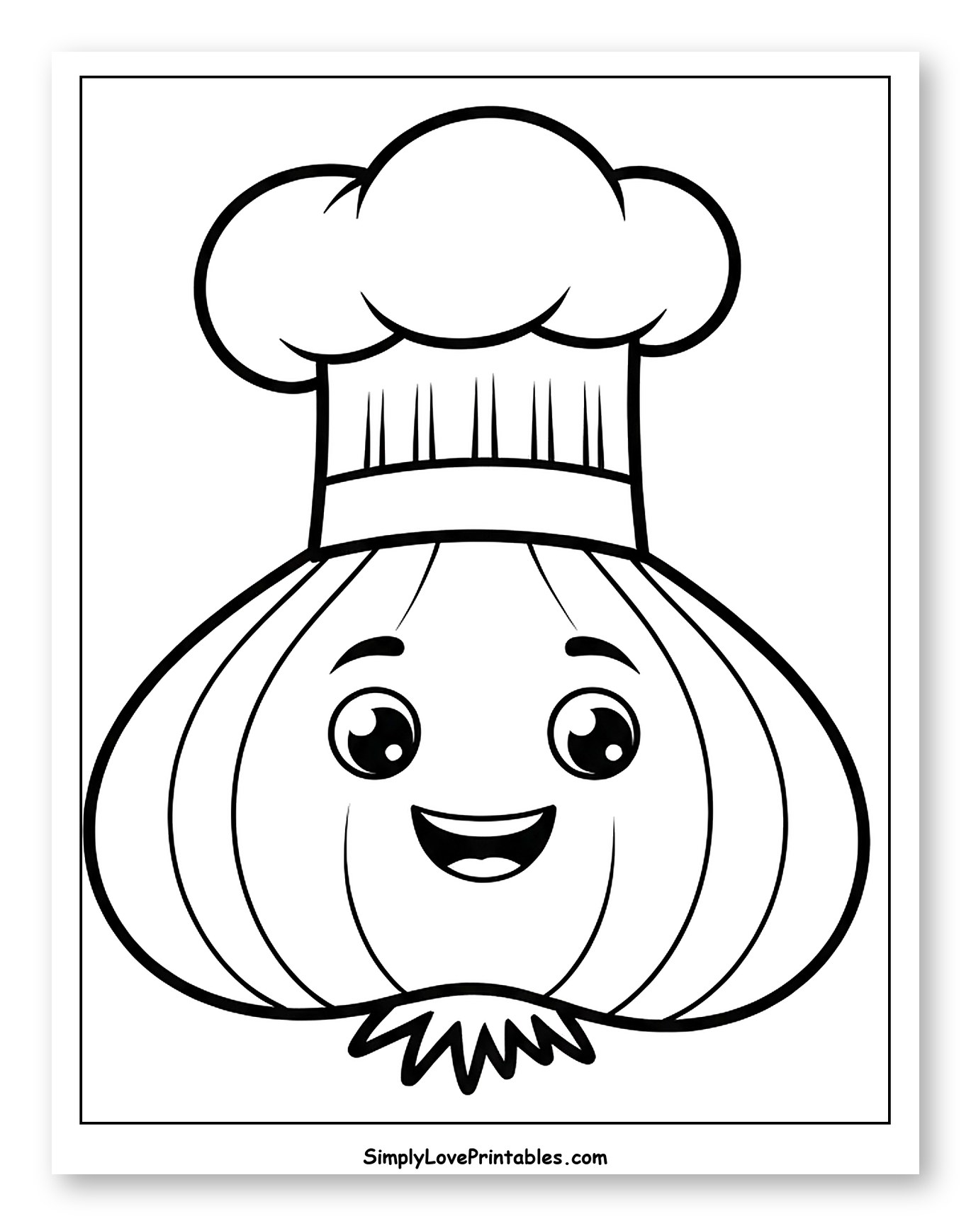 Smiling Garlic Wearing a Chef's Hat