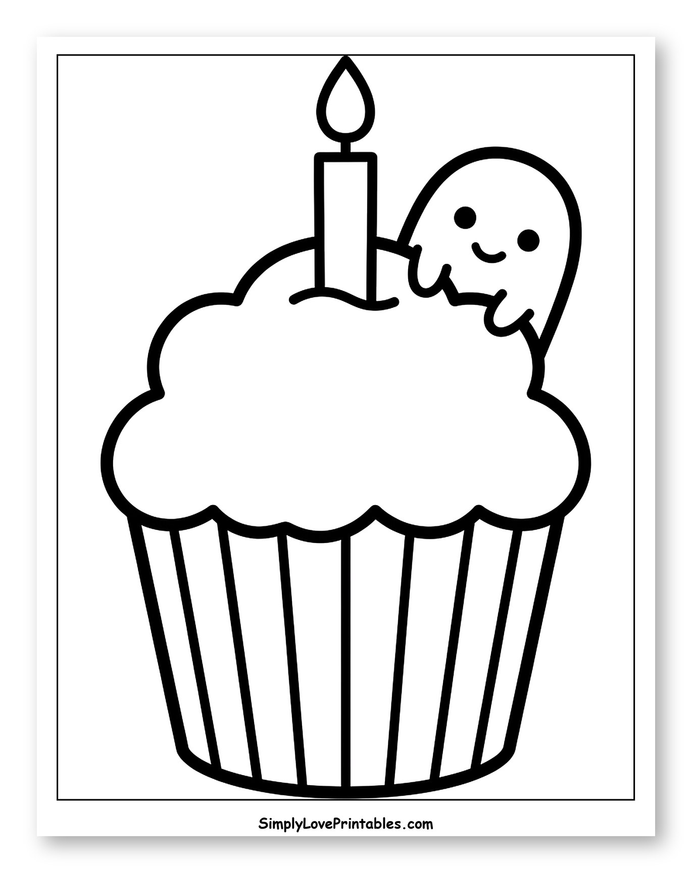 Smiling Ghost Halloween Cupcake with Candle