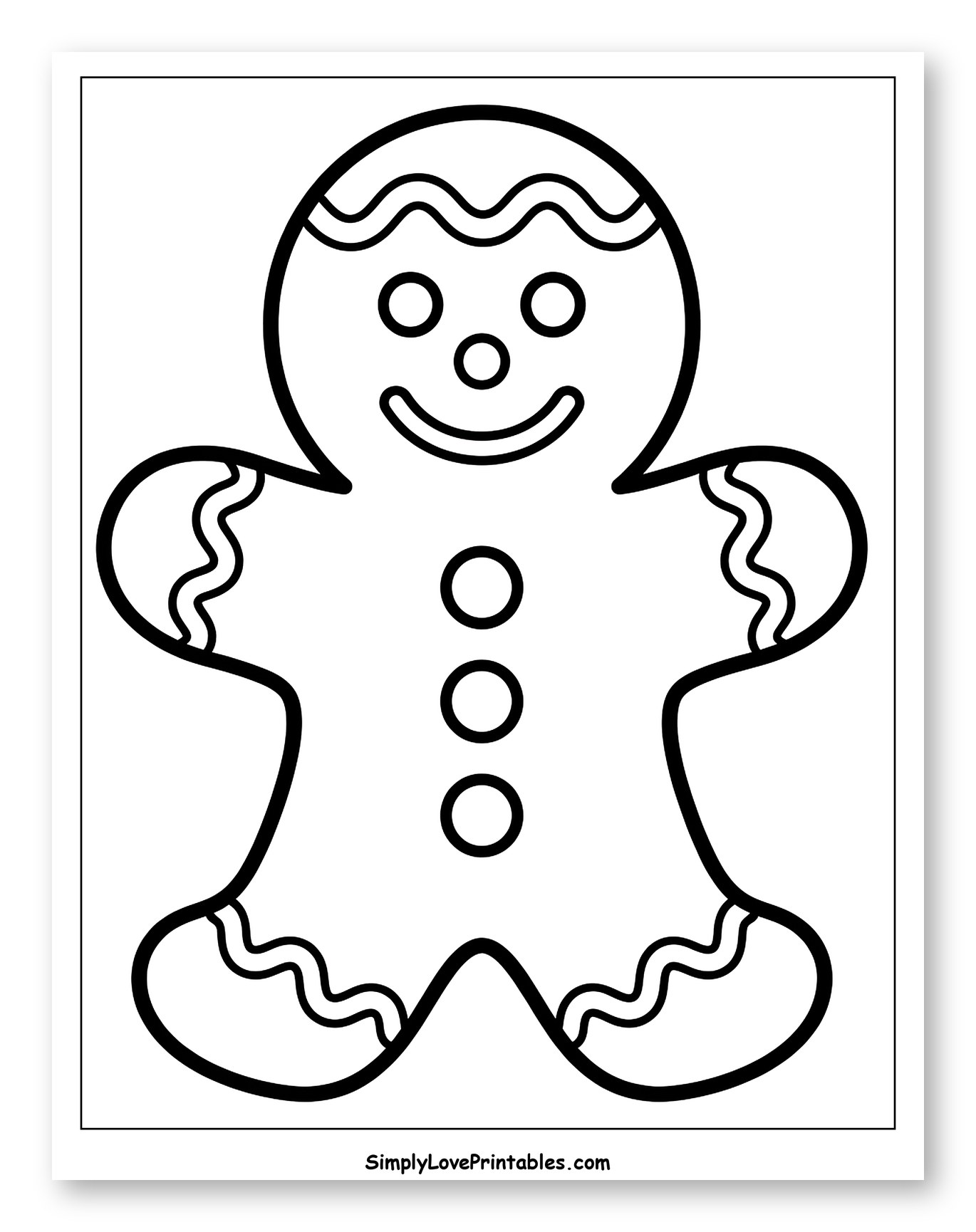 Smiling Gingerbread Man Cookie Outline