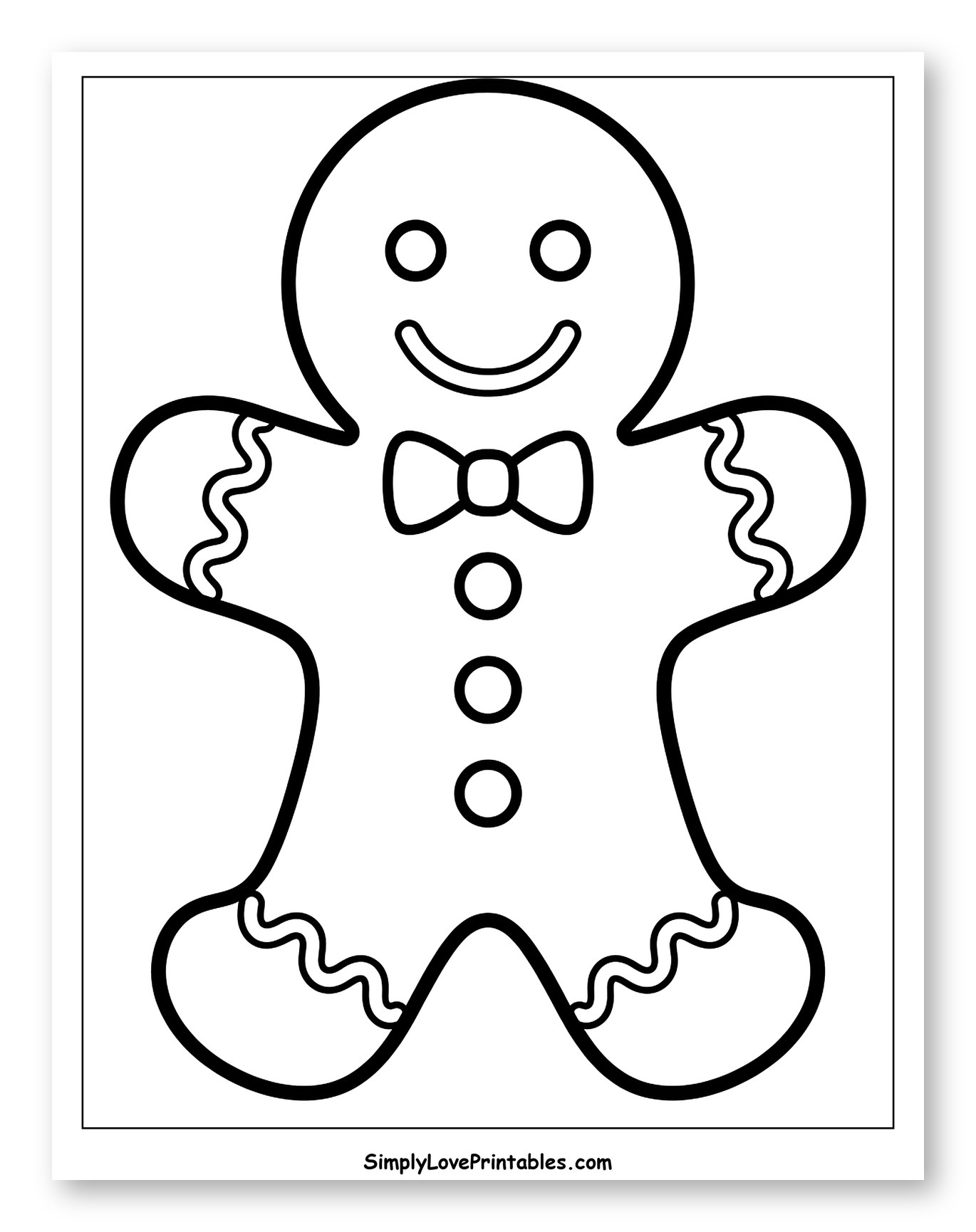 Smiling Gingerbread Man with Bow Tie