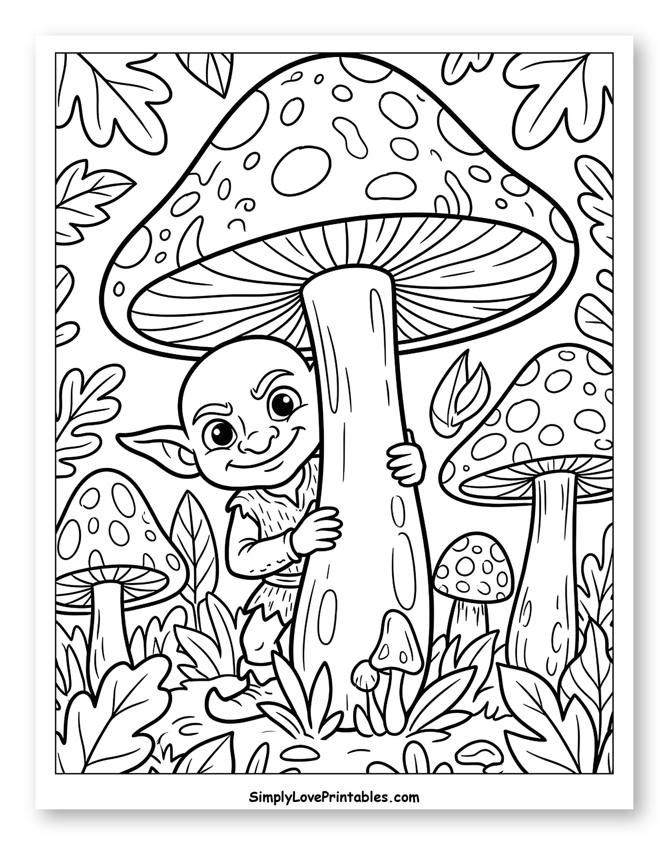 Smiling Goblin Peeking from Behind Mushroom