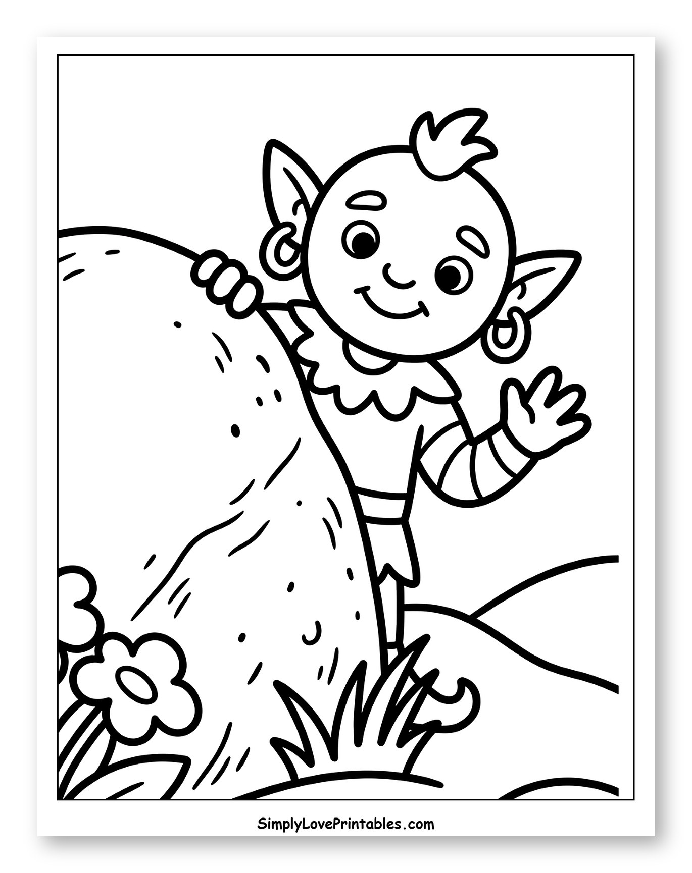 Smiling Goblin Waving From Behind a Rock