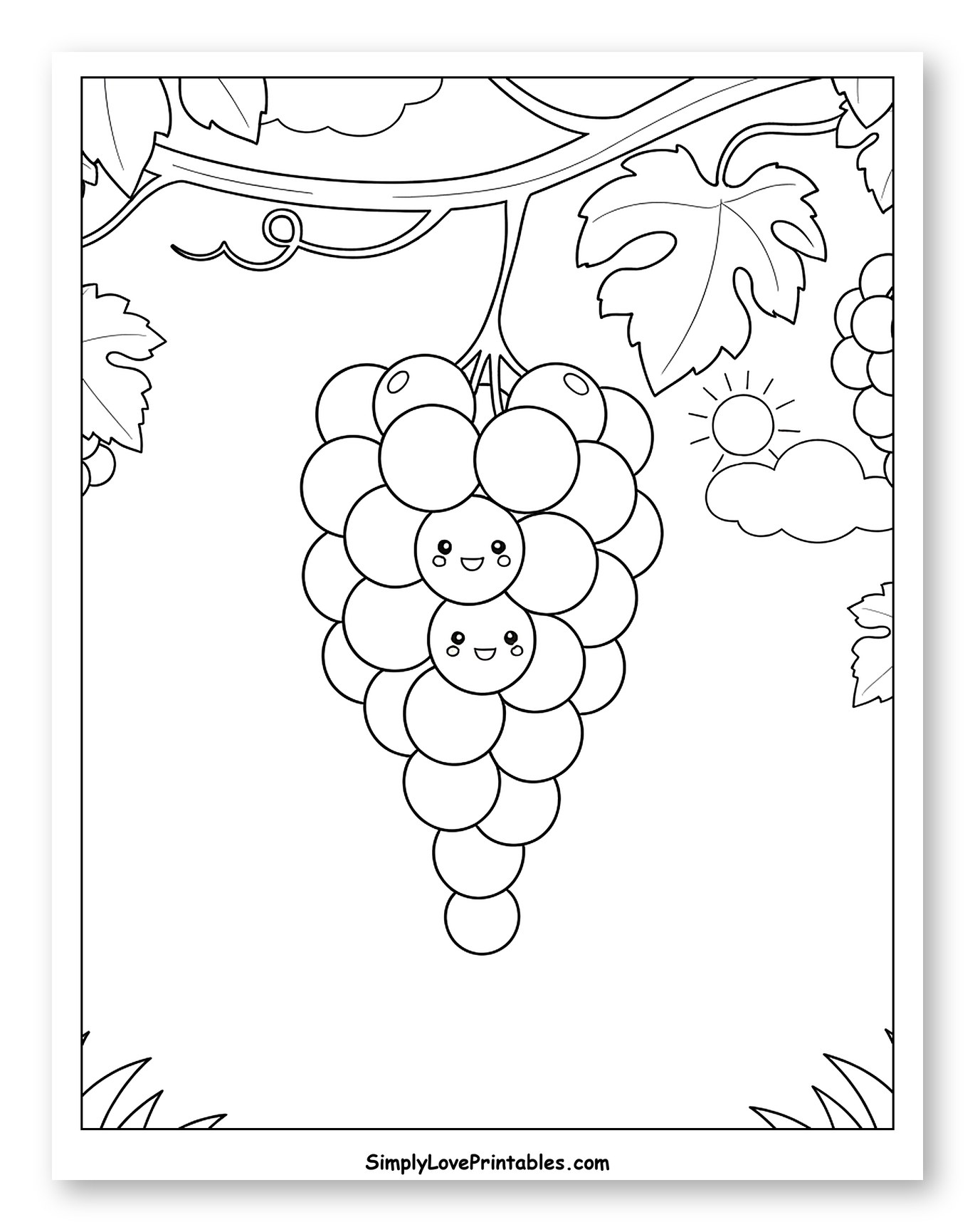 Smiling Grapes on a Grapevine