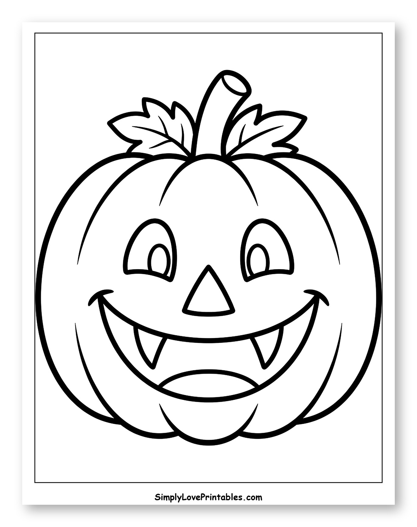 Smiling Halloween Pumpkin with Vampire Fangs