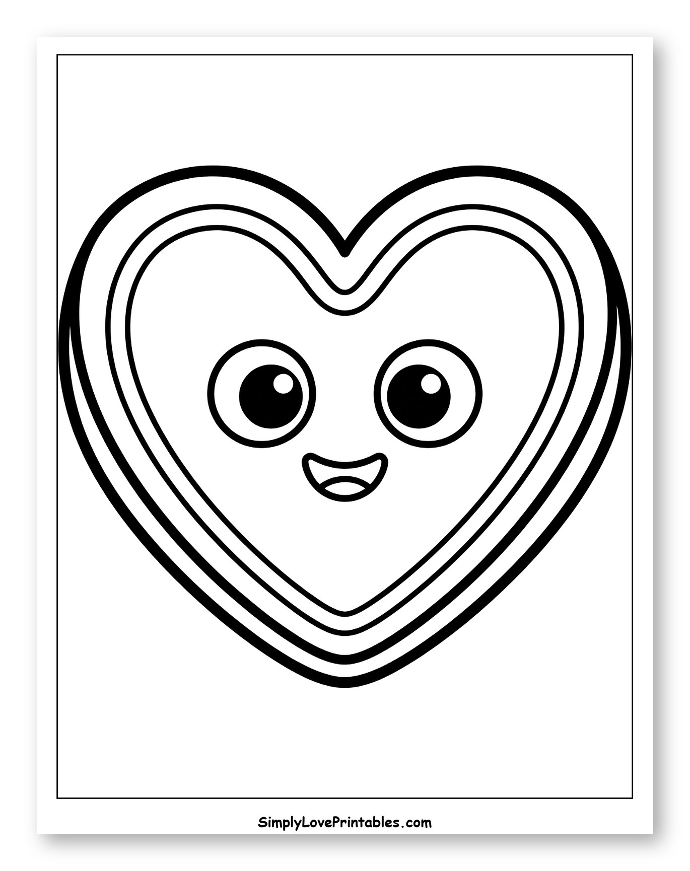 Smiling Heart-Shaped Biscuit Outline to Color for Toddlers