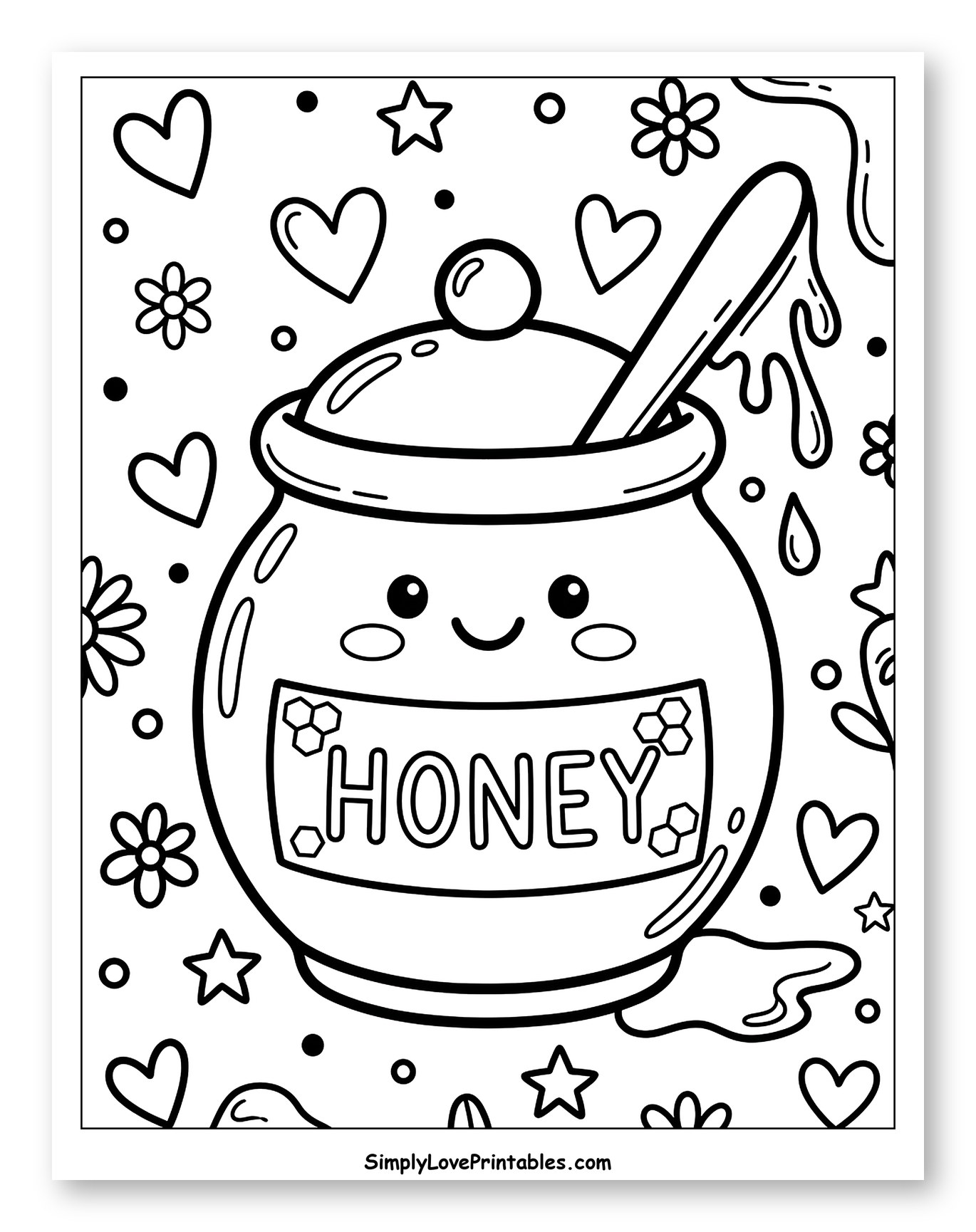 Smiling Honey Pot with Dipper and Sweet Doodles