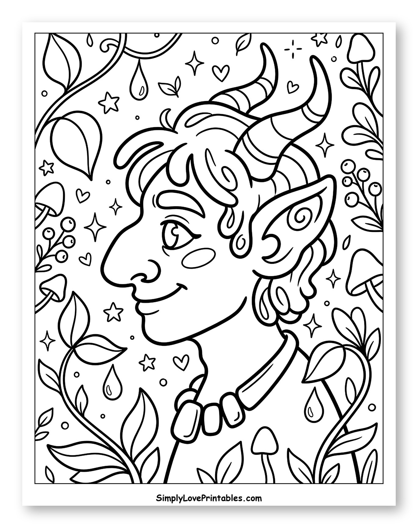 Smiling Horned Creature in Enchanted Forest