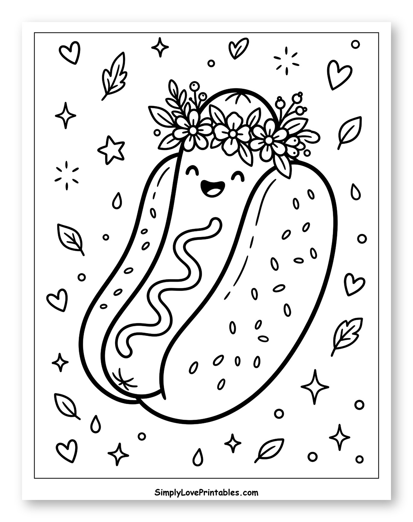 Smiling Hot Dog Wearing Floral Crown