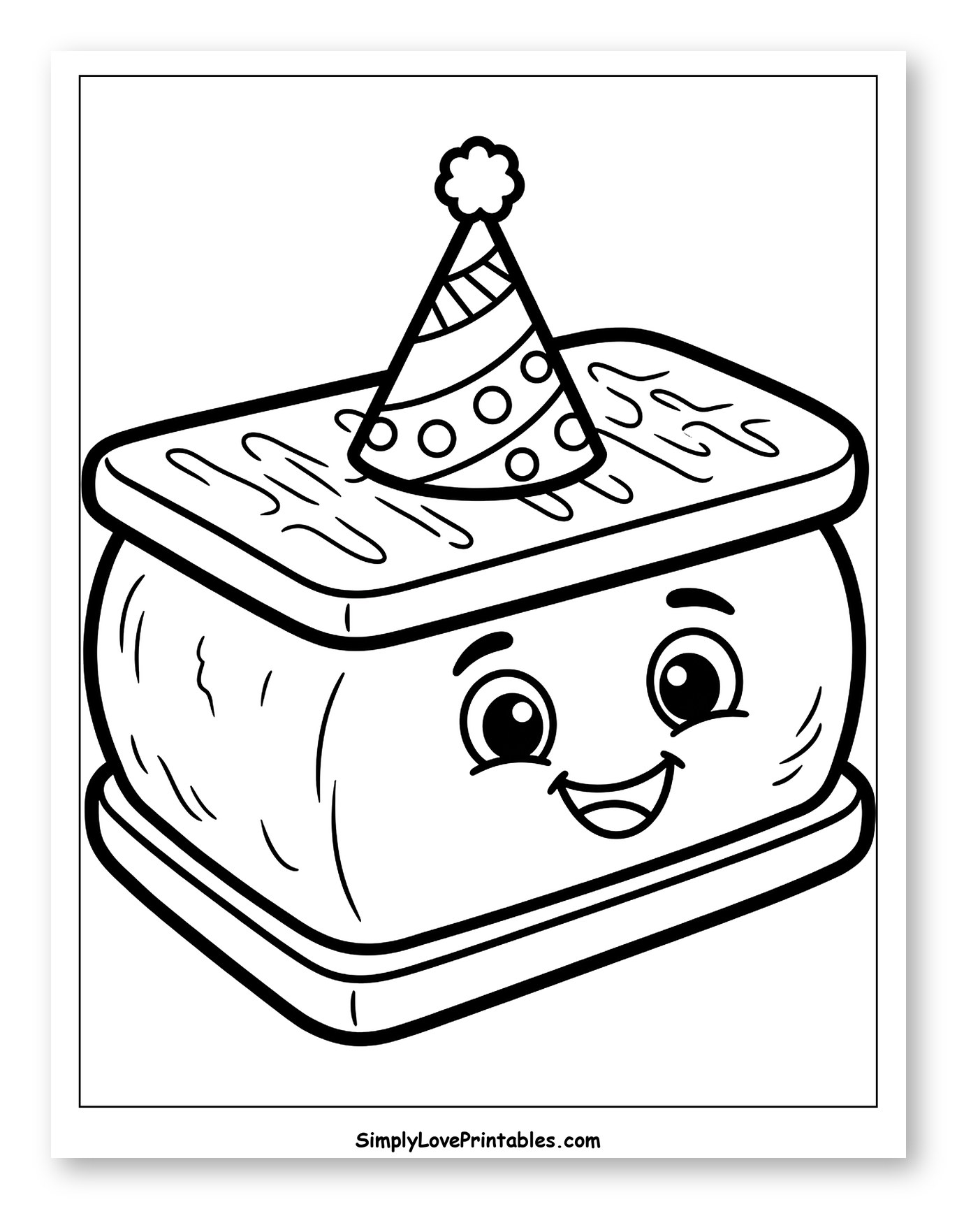 Smiling Ice Cream Sandwich with a Party Hat