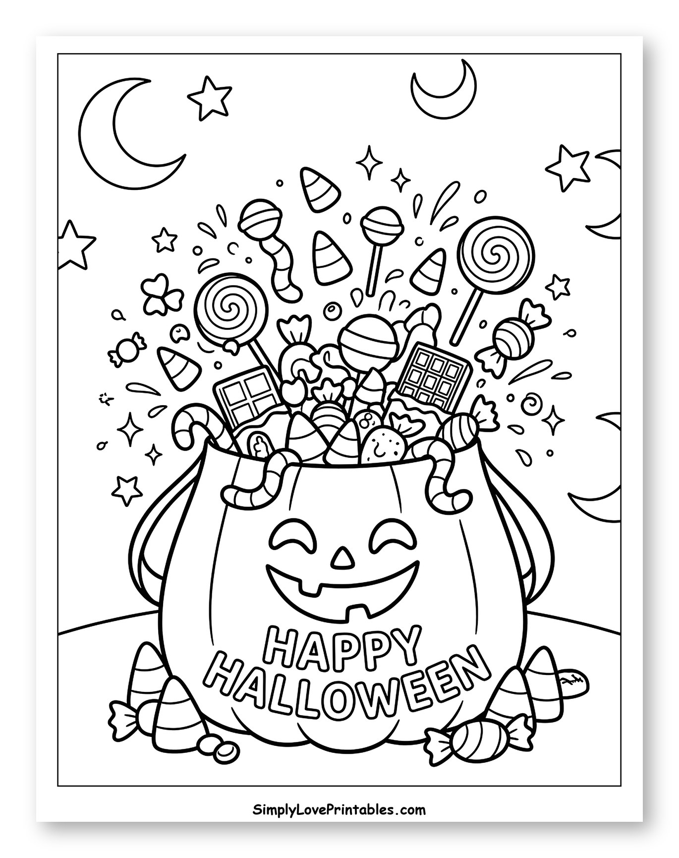 Smiling Jack-o'-lantern Bucket Overflowing with Candy